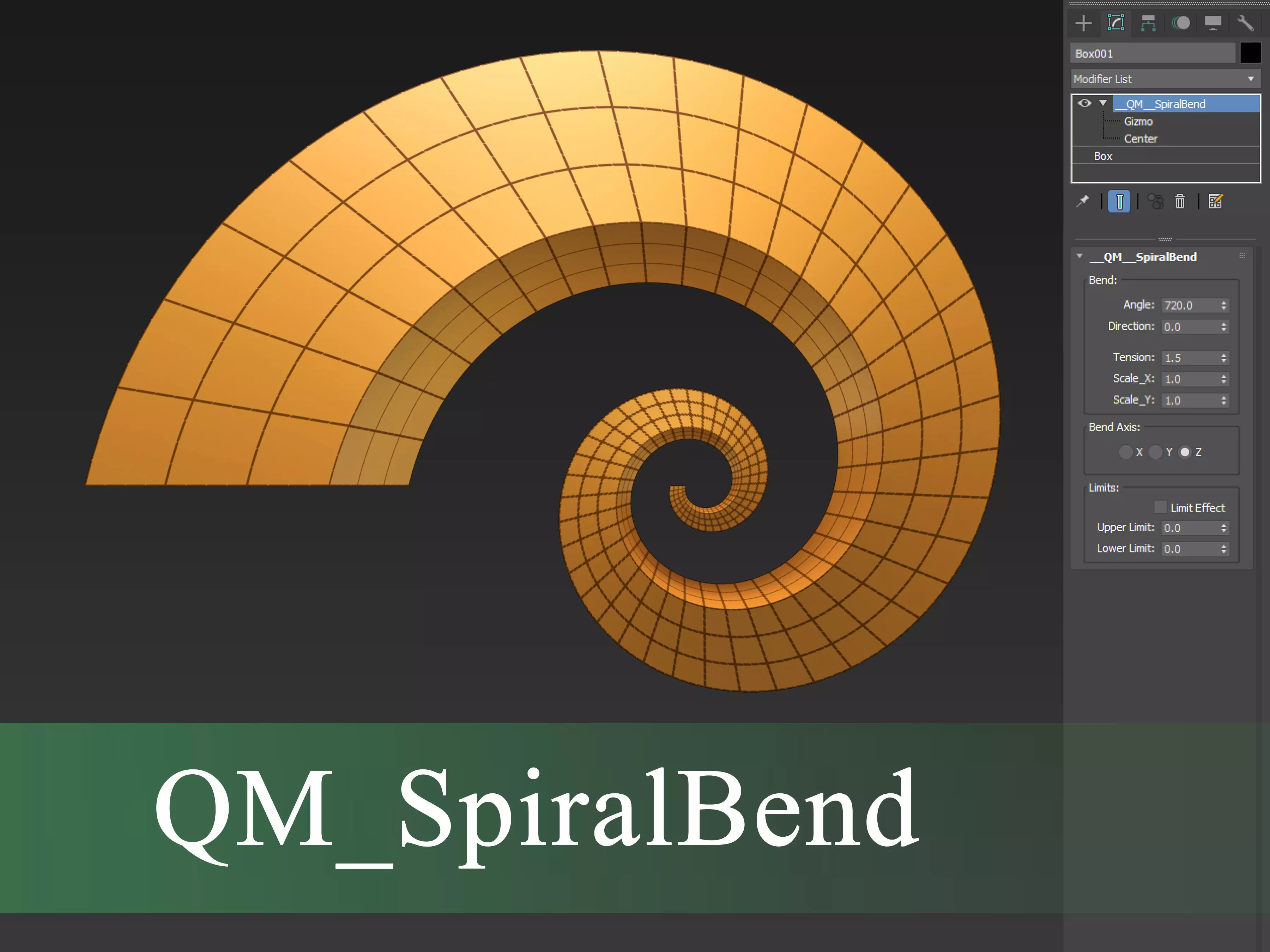 QM SpiralBend Modifier Scripted SimpleMod Plugin 3D model_0