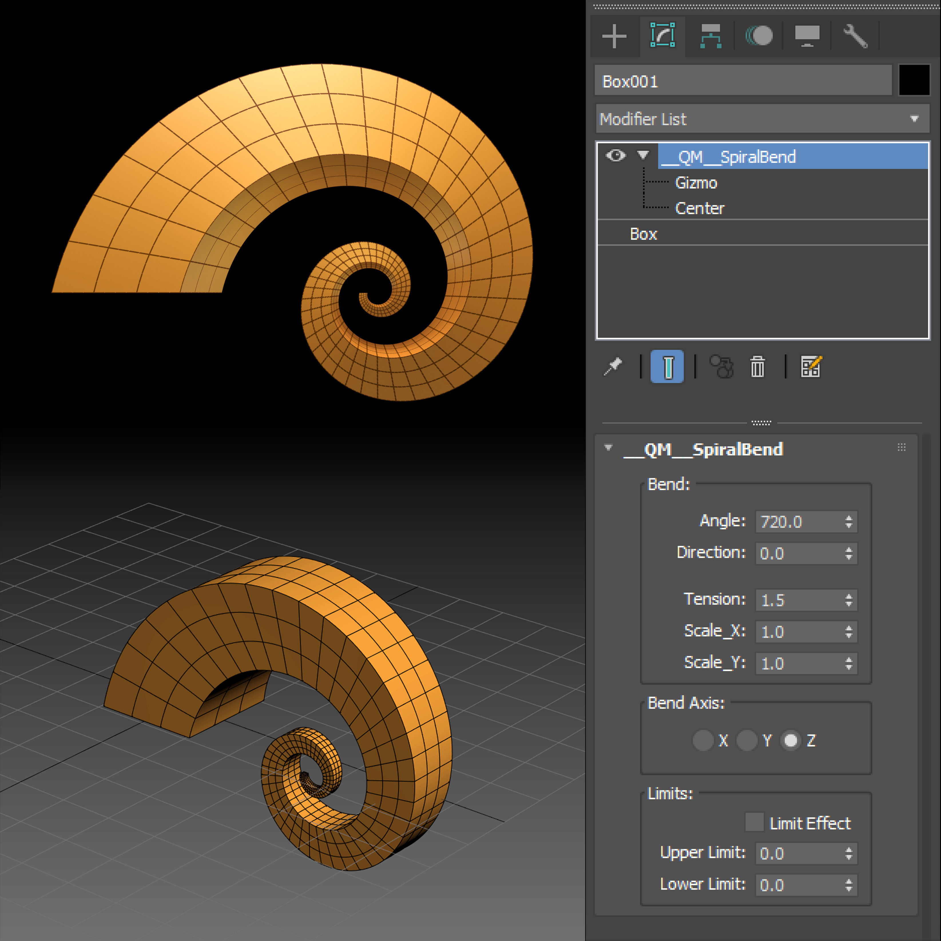 QM SpiralBend Modifier Scripted SimpleMod Plugin 3D model_4