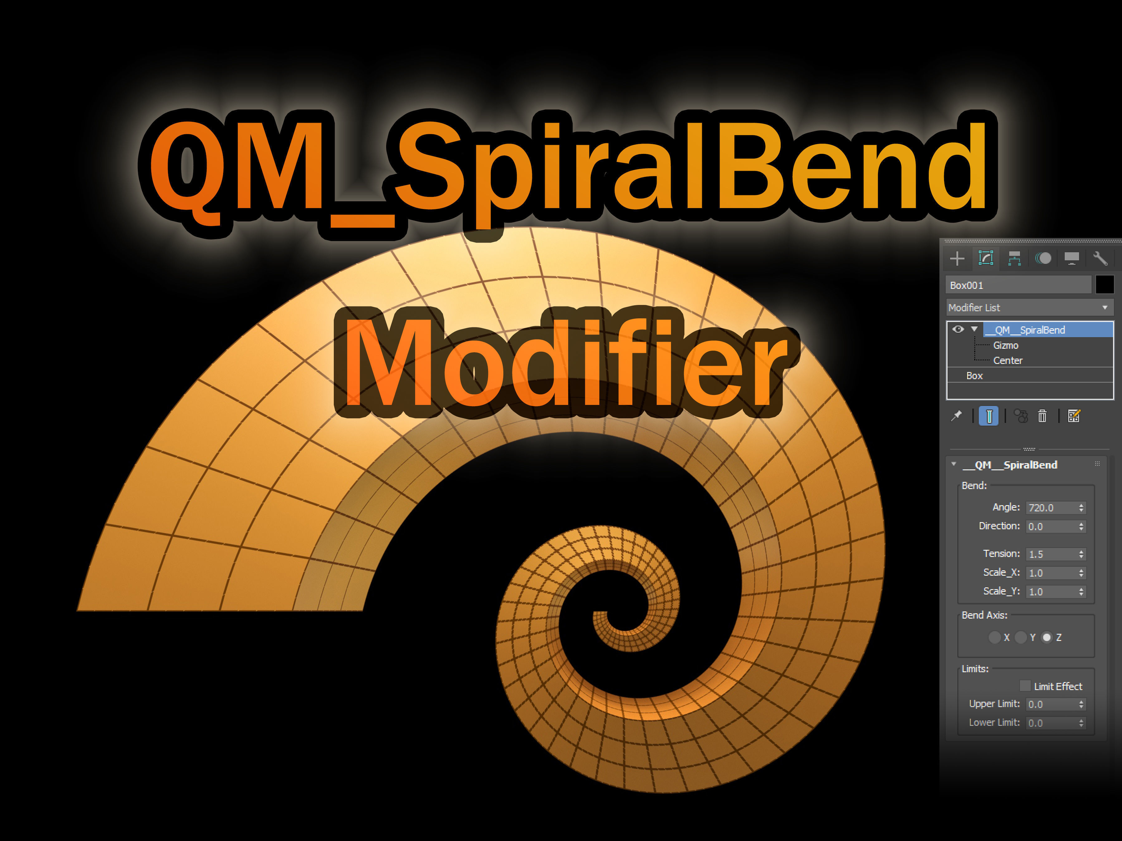 QM SpiralBend Modifier Scripted SimpleMod Plugin 3D model_9
