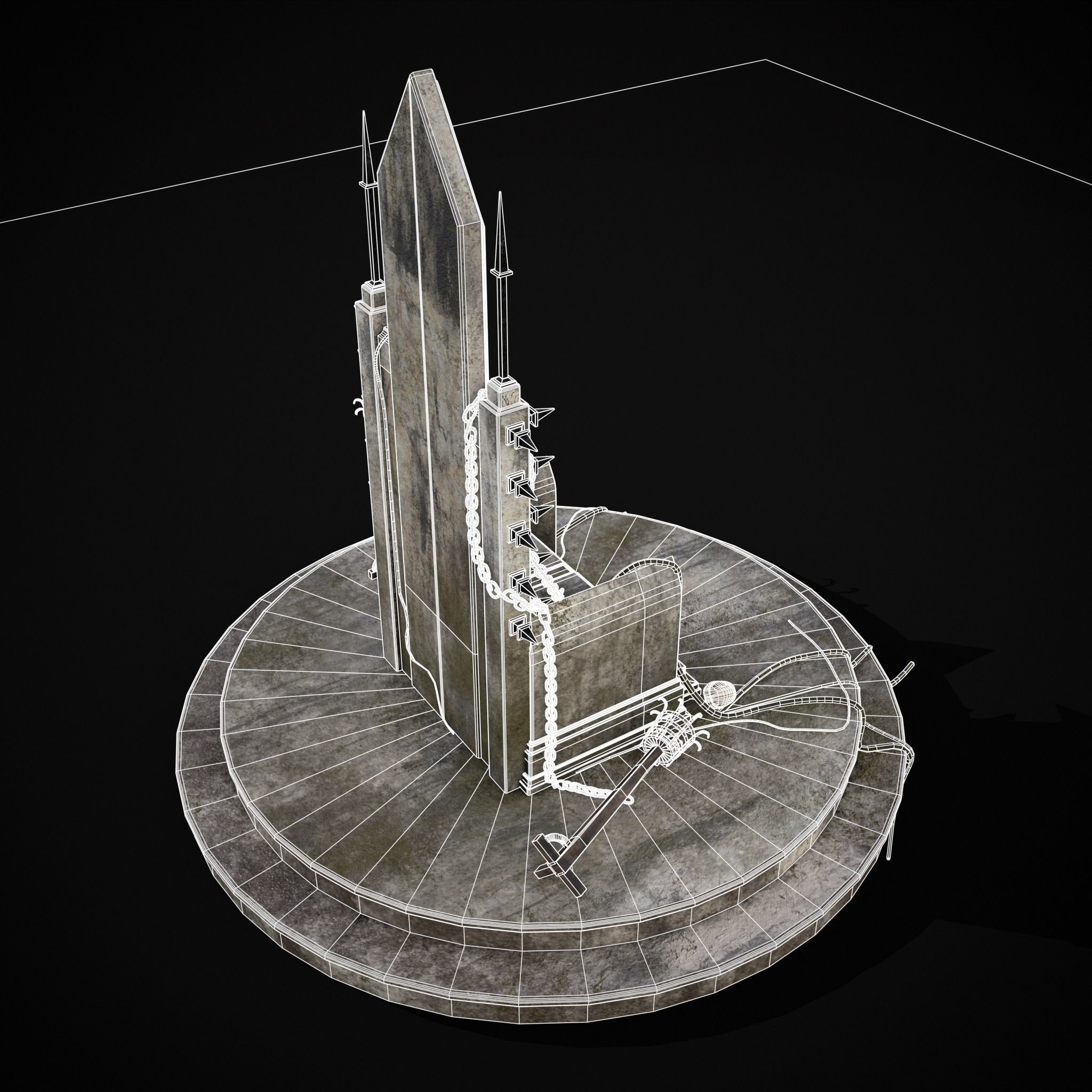 Gothic Crypt Stone Throne Low-poly 3D model_6