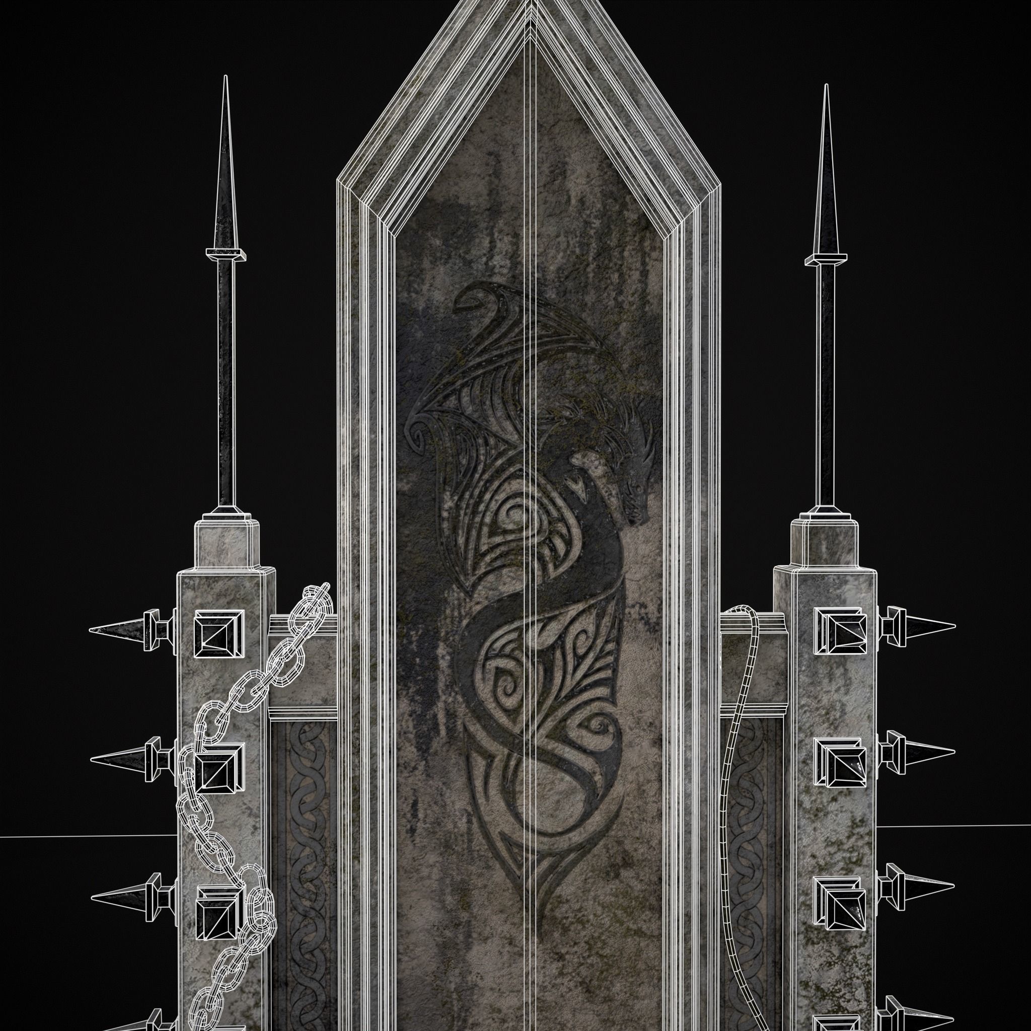 Gothic Crypt Stone Throne Low-poly 3D model_18