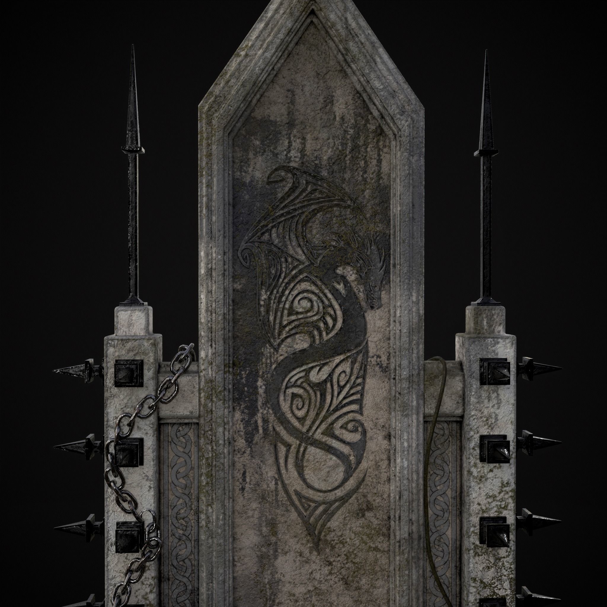 Gothic Crypt Stone Throne Low-poly 3D model_17