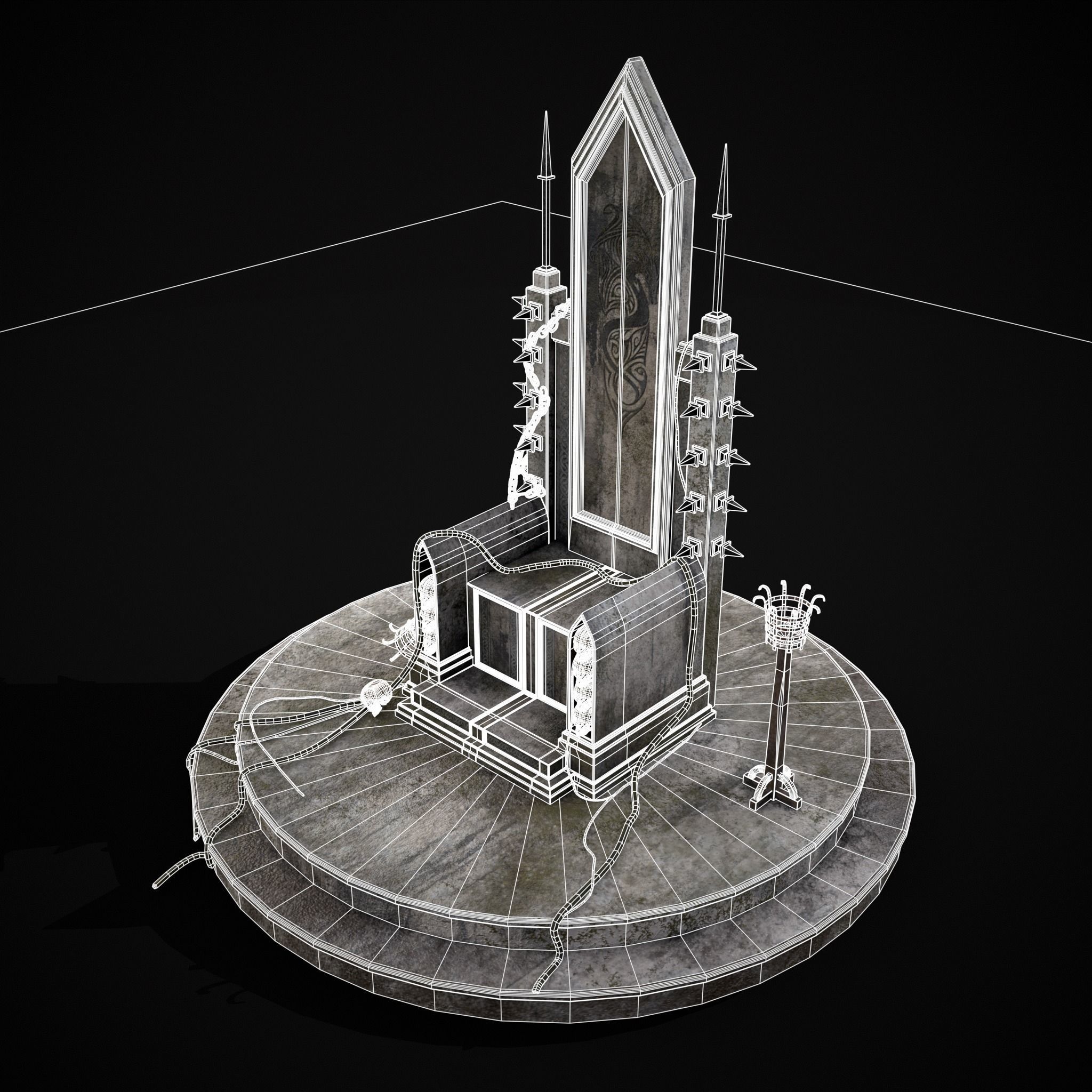 Gothic Crypt Stone Throne Low-poly 3D model_30