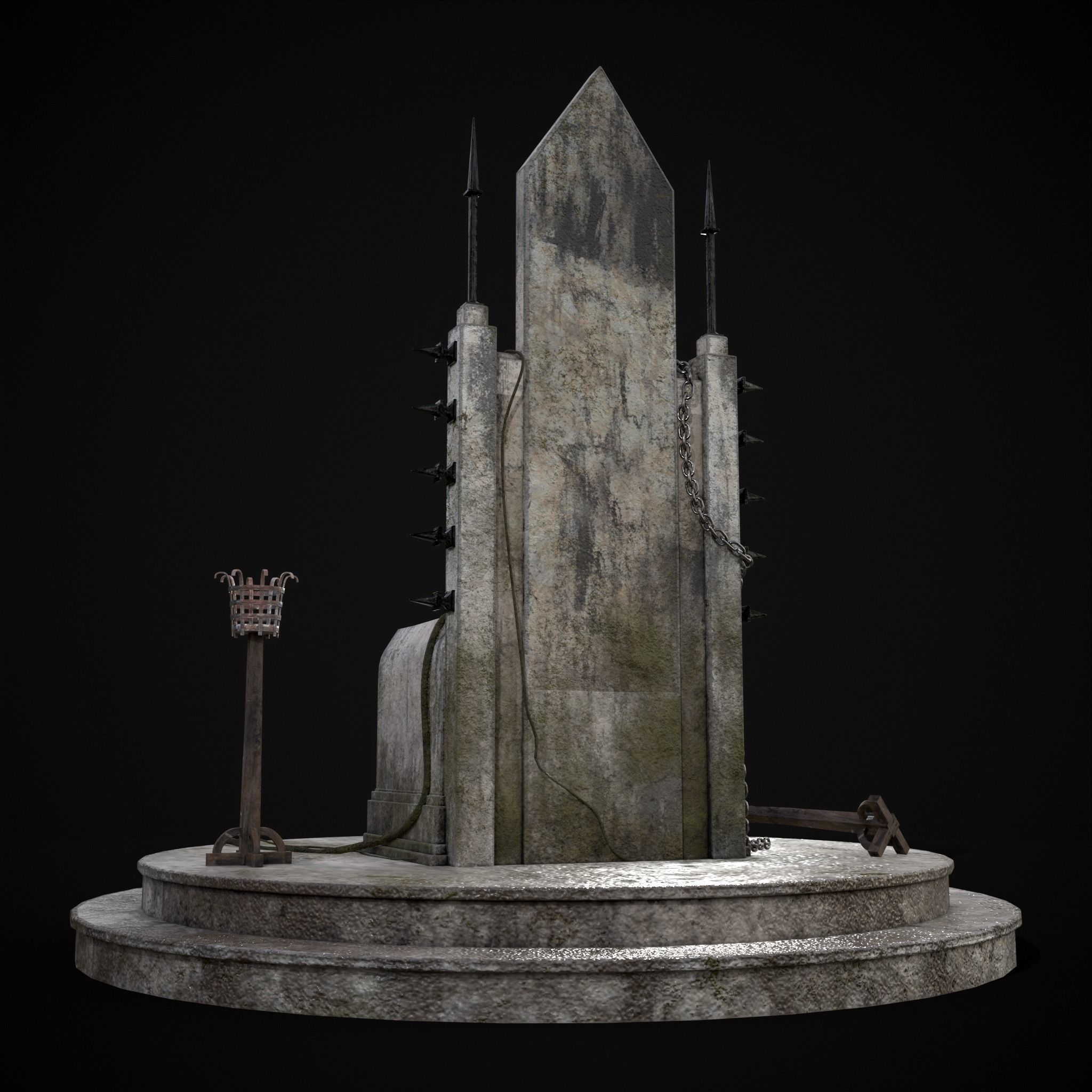 Gothic Crypt Stone Throne Low-poly 3D model_9