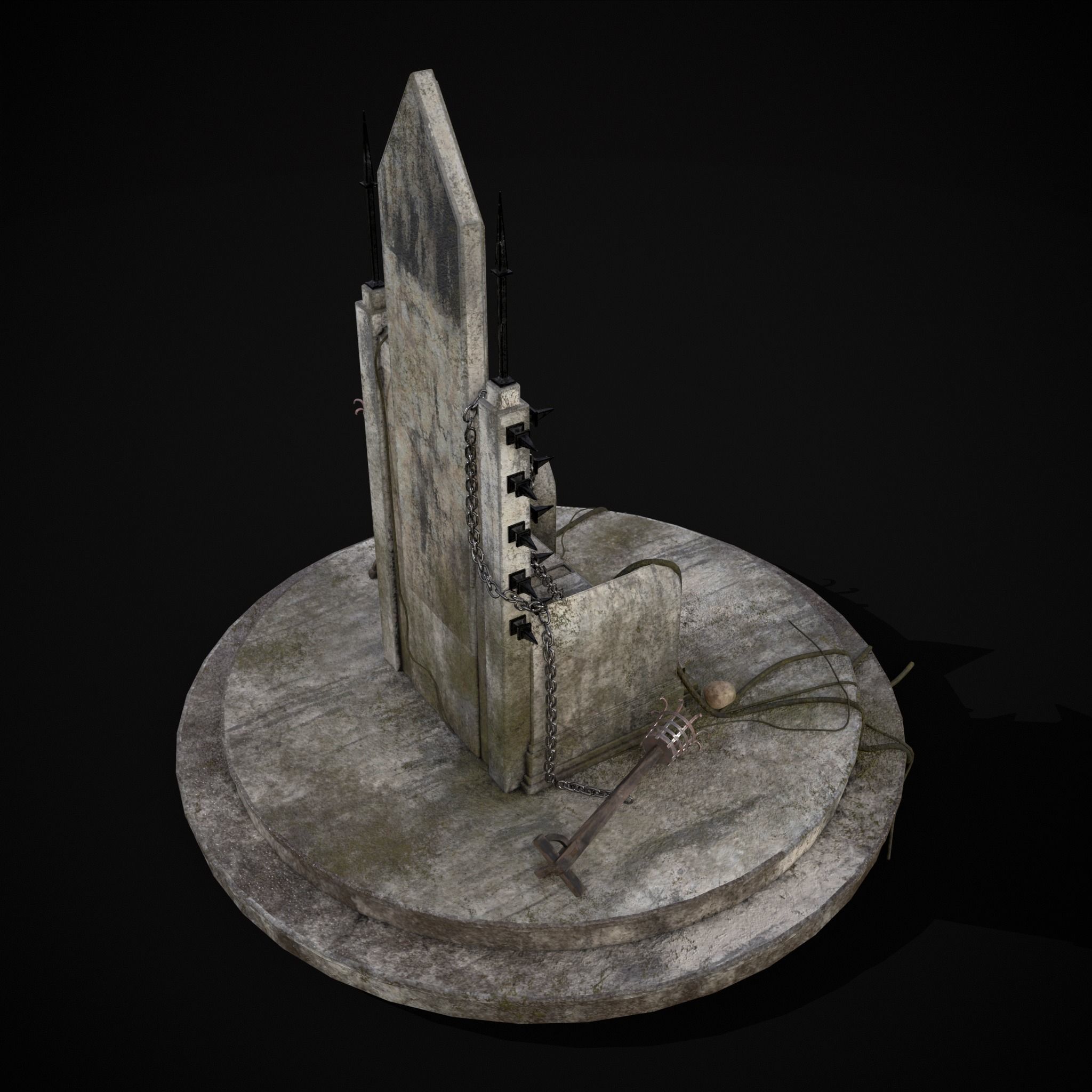 Gothic Crypt Stone Throne Low-poly 3D model_5