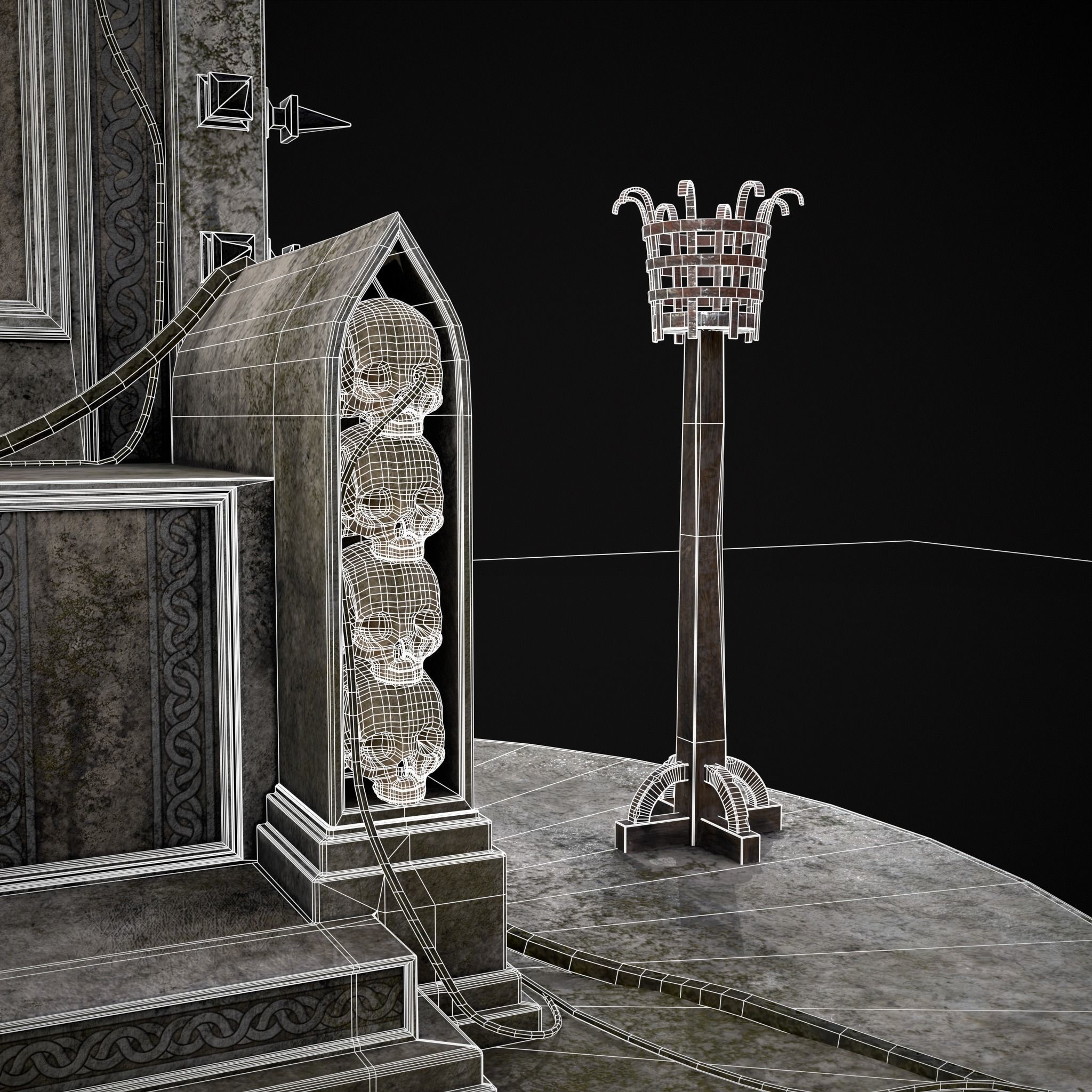 Gothic Crypt Stone Throne Low-poly 3D model_38