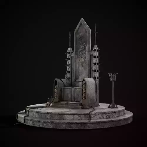 Gothic Crypt Stone Throne Low-poly 3D model