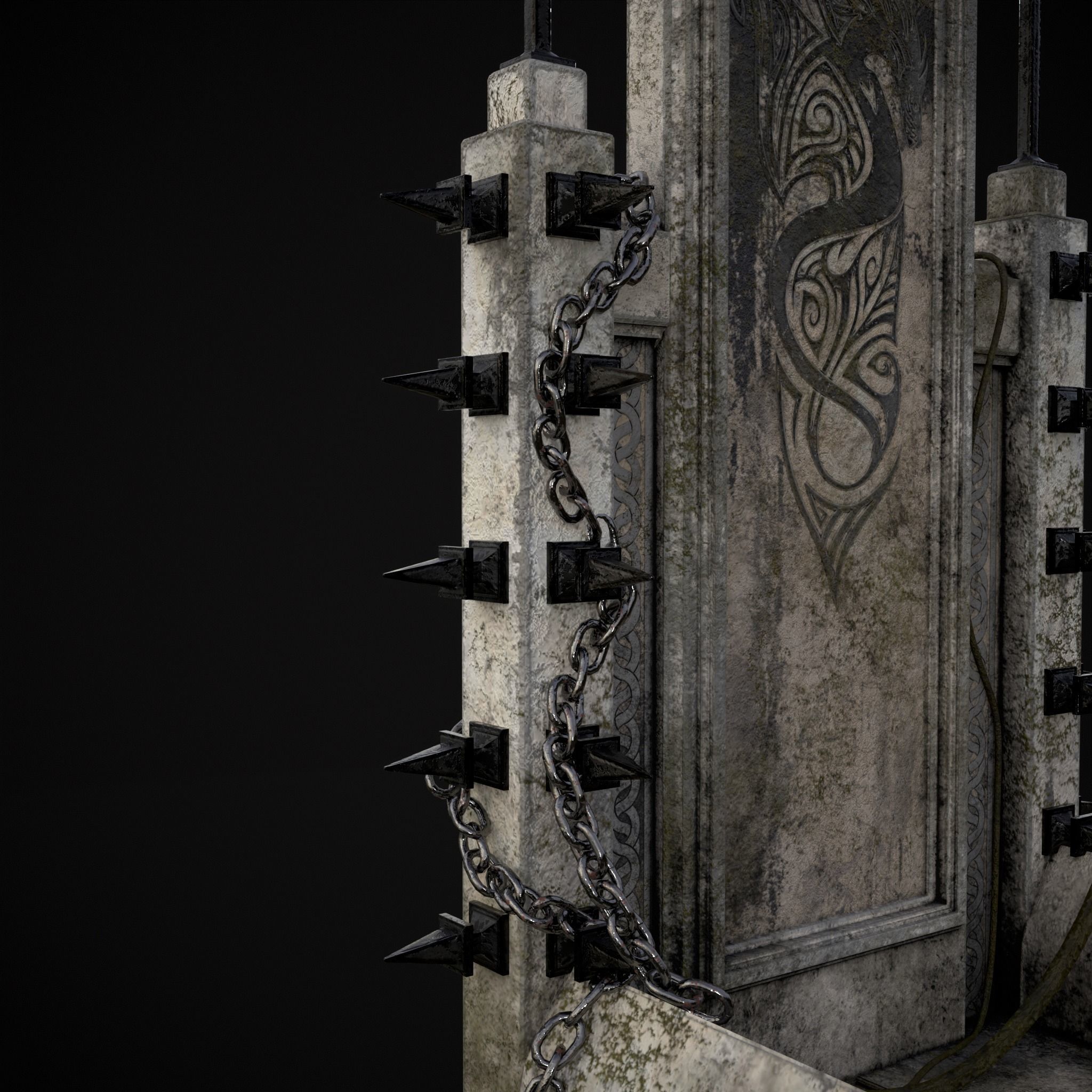 Gothic Crypt Stone Throne Low-poly 3D model_21