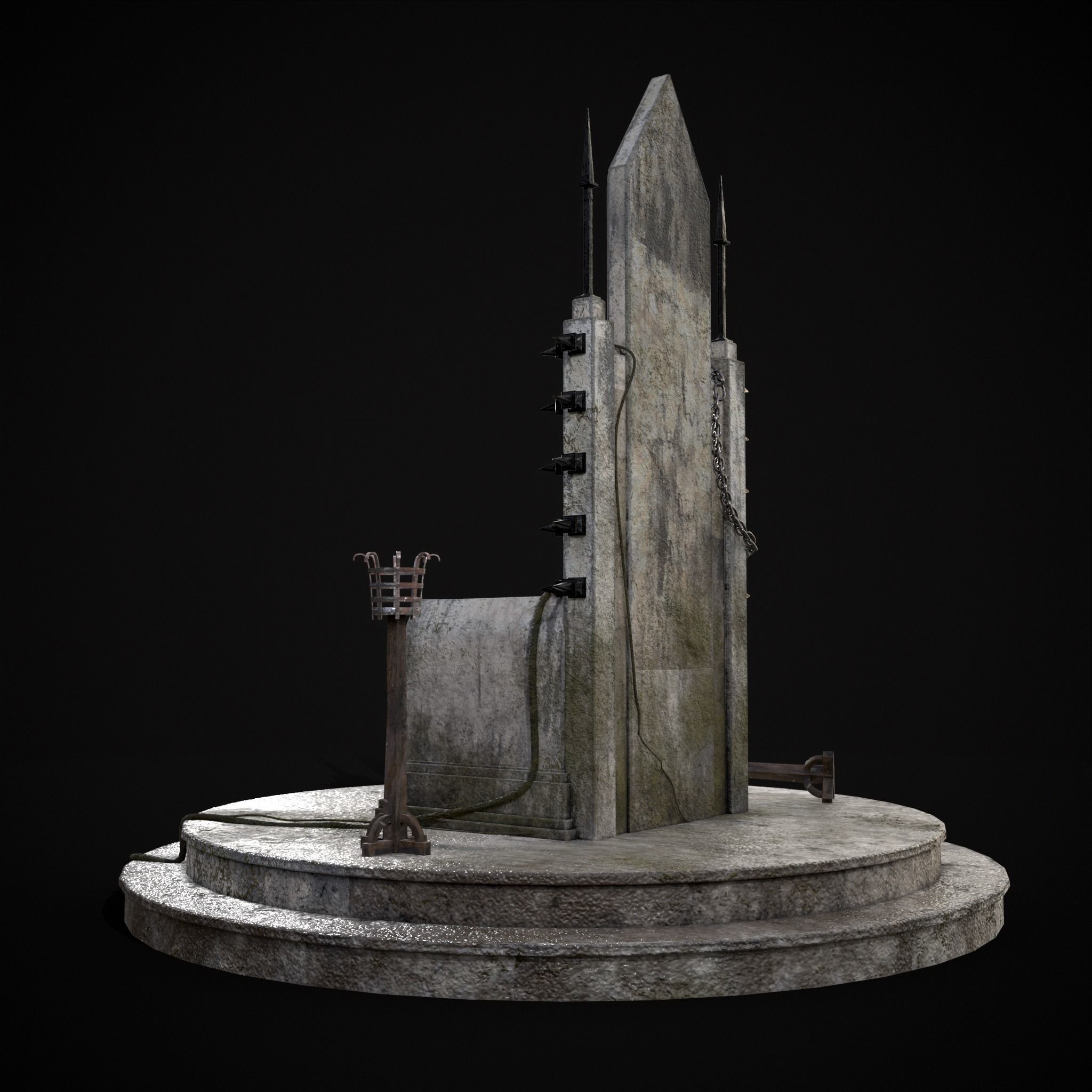 Gothic Crypt Stone Throne Low-poly 3D model_3