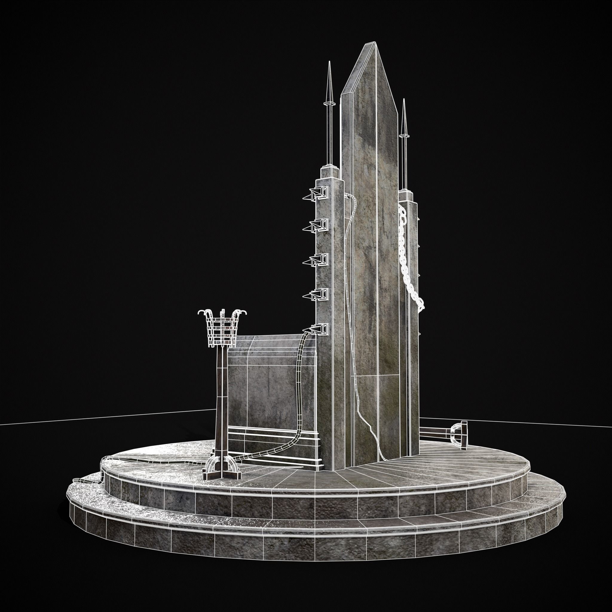 Gothic Crypt Stone Throne Low-poly 3D model_4