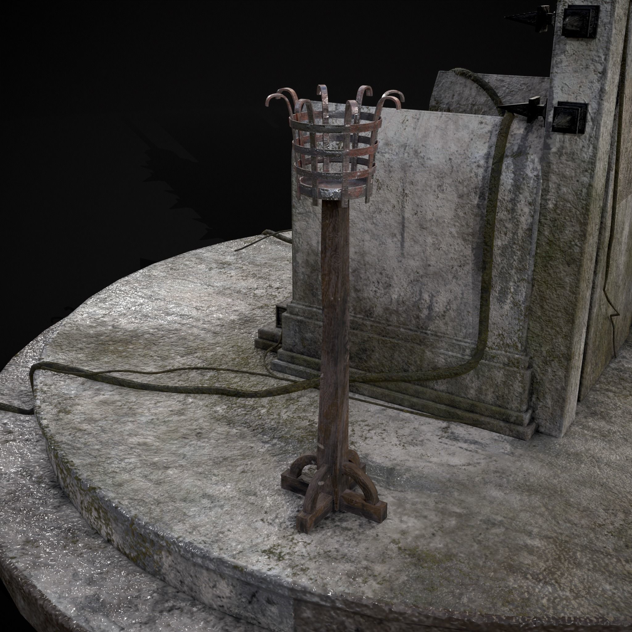 Gothic Crypt Stone Throne Low-poly 3D model_25