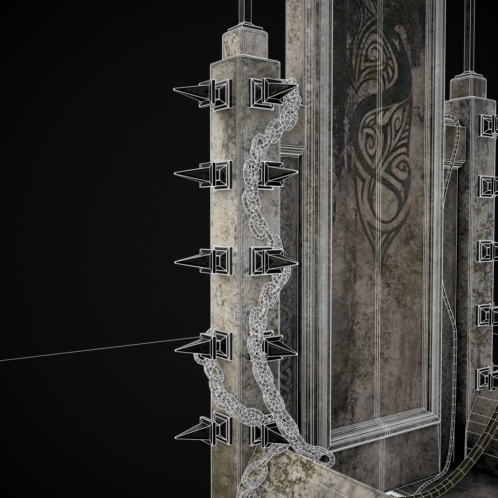 Gothic Crypt Stone Throne Low-poly 3D model_22