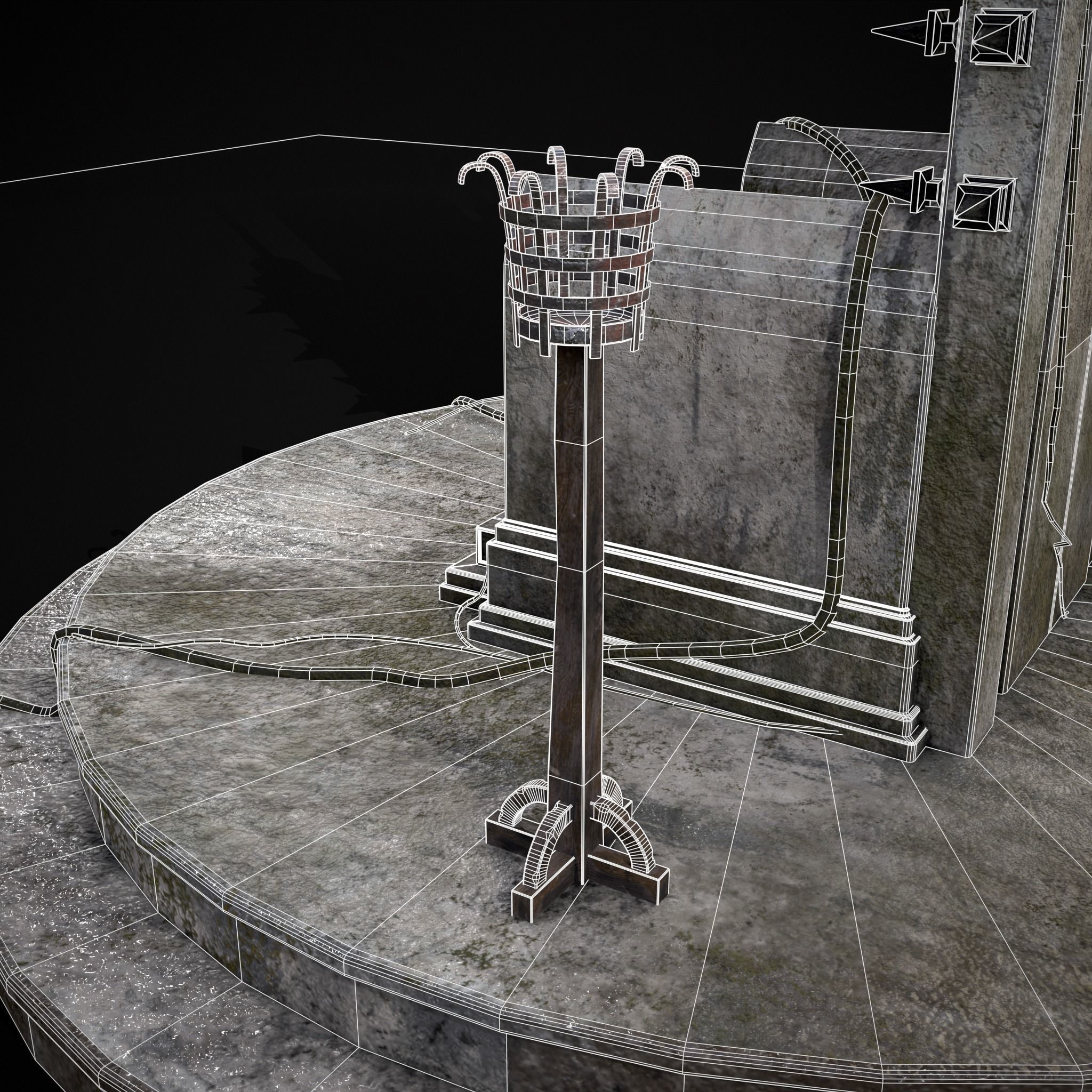 Gothic Crypt Stone Throne Low-poly 3D model_26
