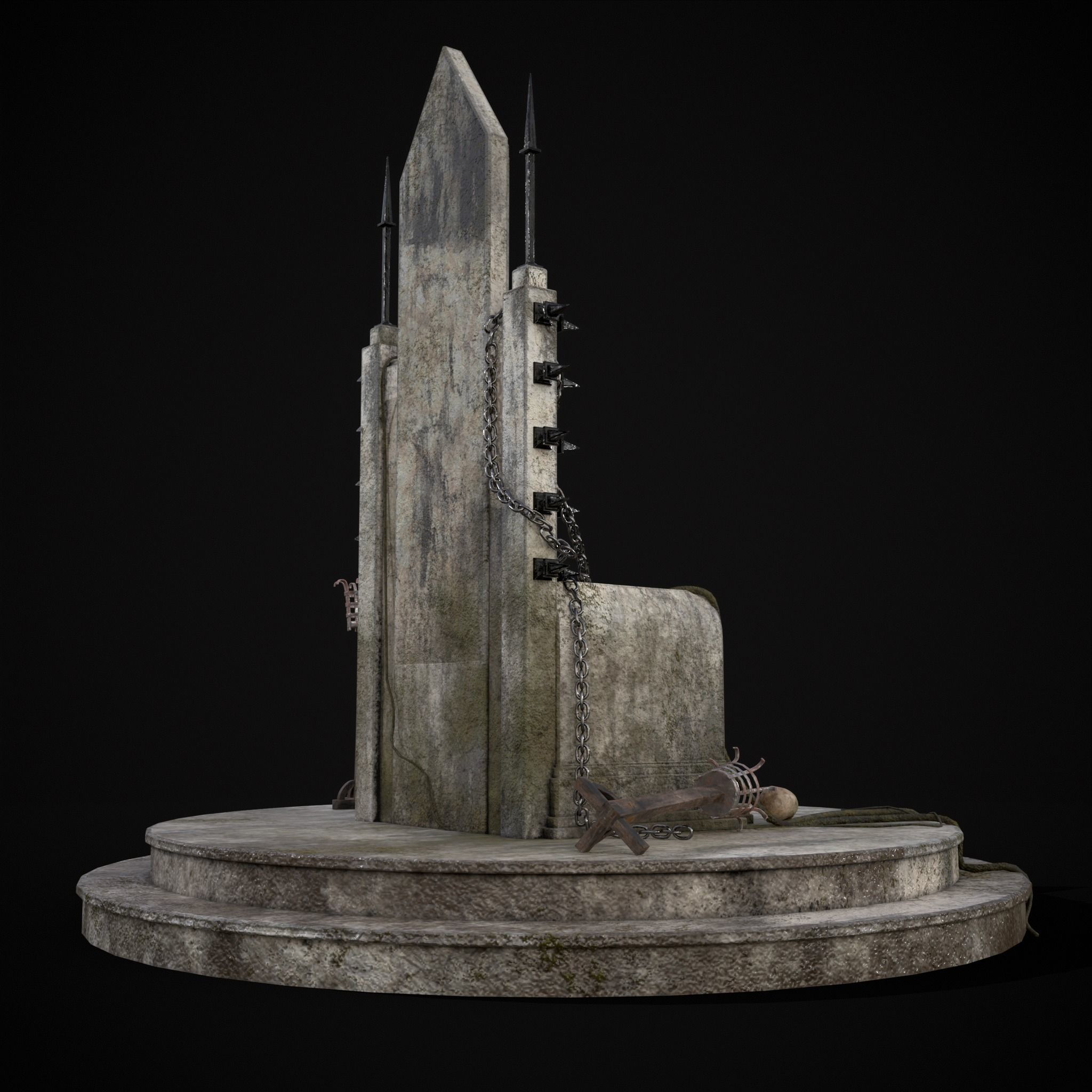 Gothic Crypt Stone Throne Low-poly 3D model_11