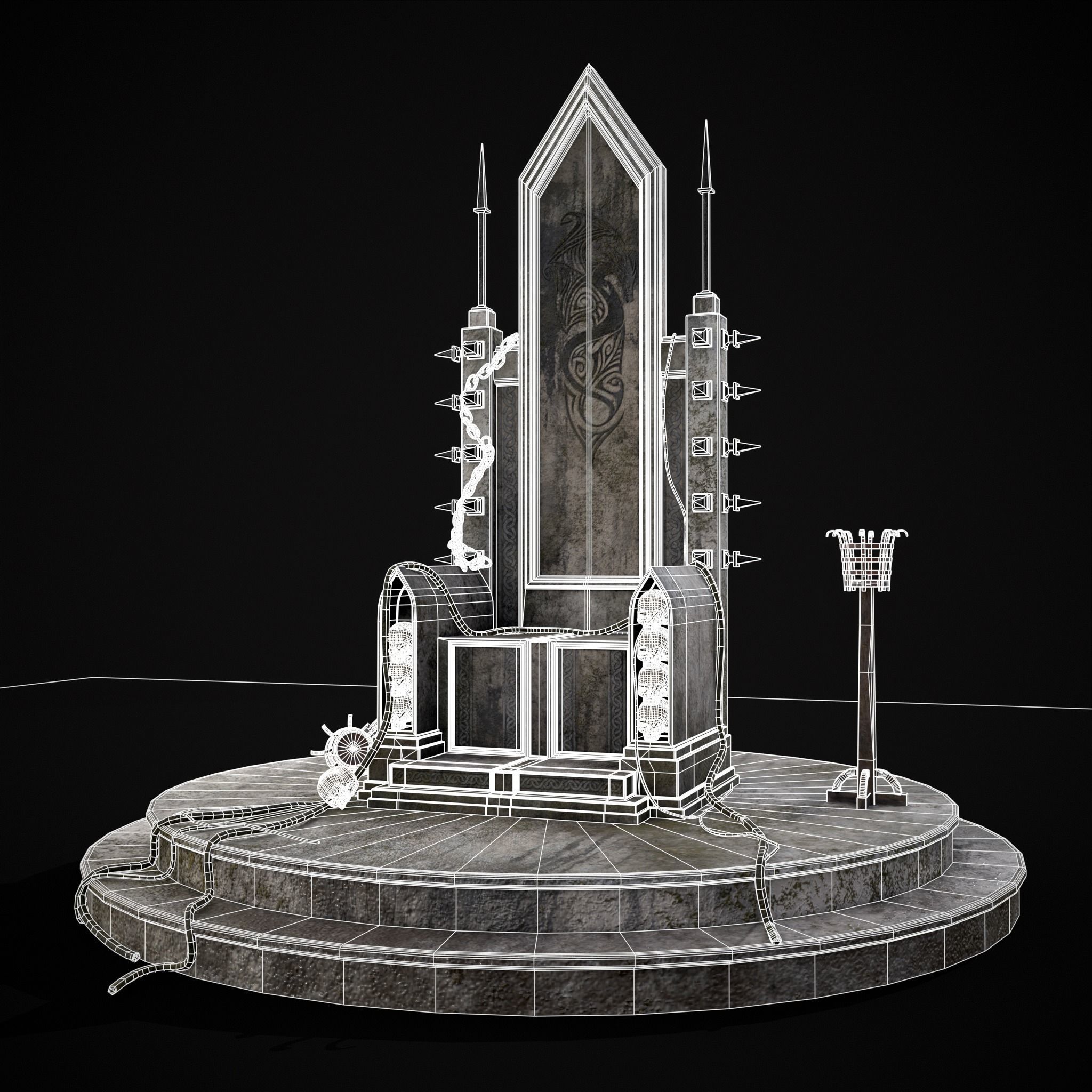 Gothic Crypt Stone Throne Low-poly 3D model_36