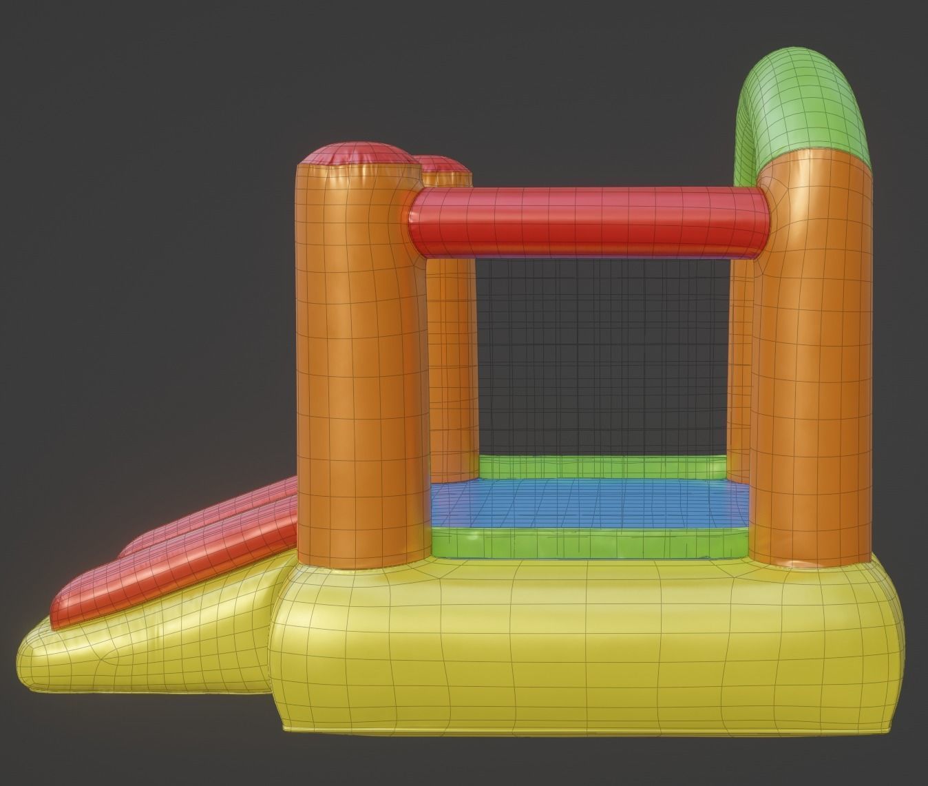 Inflated Party Tent Castle for Kids Low-poly 3D model_7