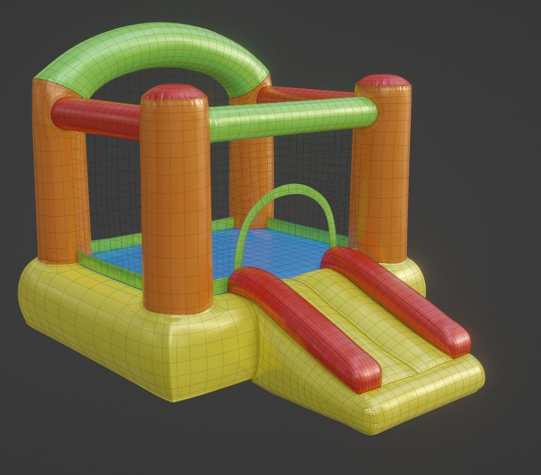 Inflated Party Tent Castle for Kids Low-poly 3D model_4