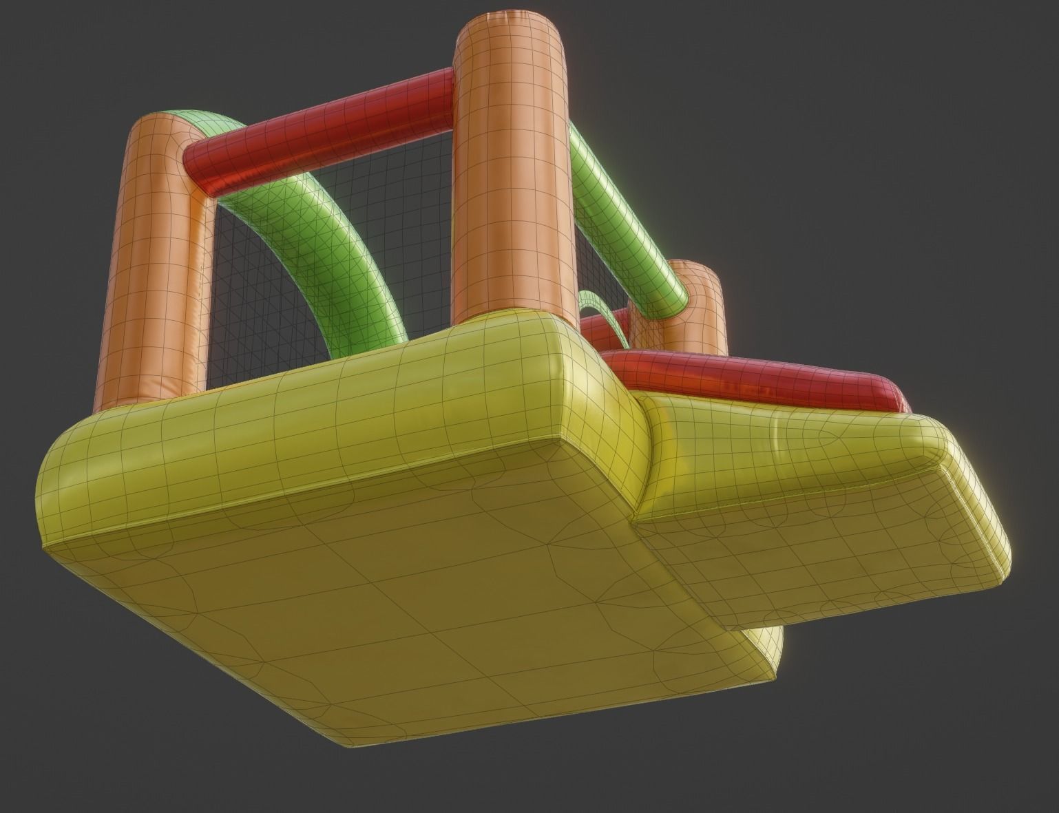 Inflated Party Tent Castle for Kids Low-poly 3D model_11