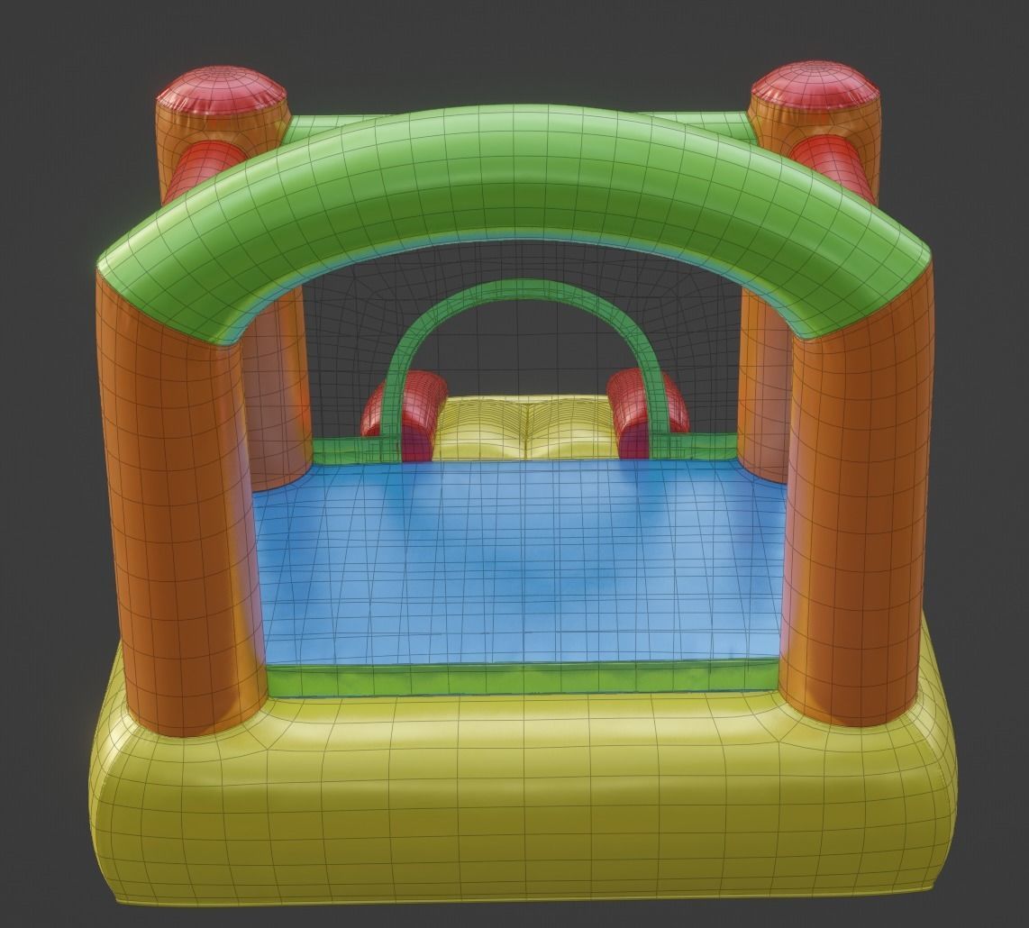 Inflated Party Tent Castle for Kids Low-poly 3D model_9