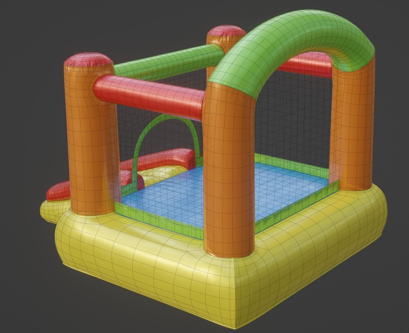 Inflated Party Tent Castle for Kids Low-poly 3D model_8