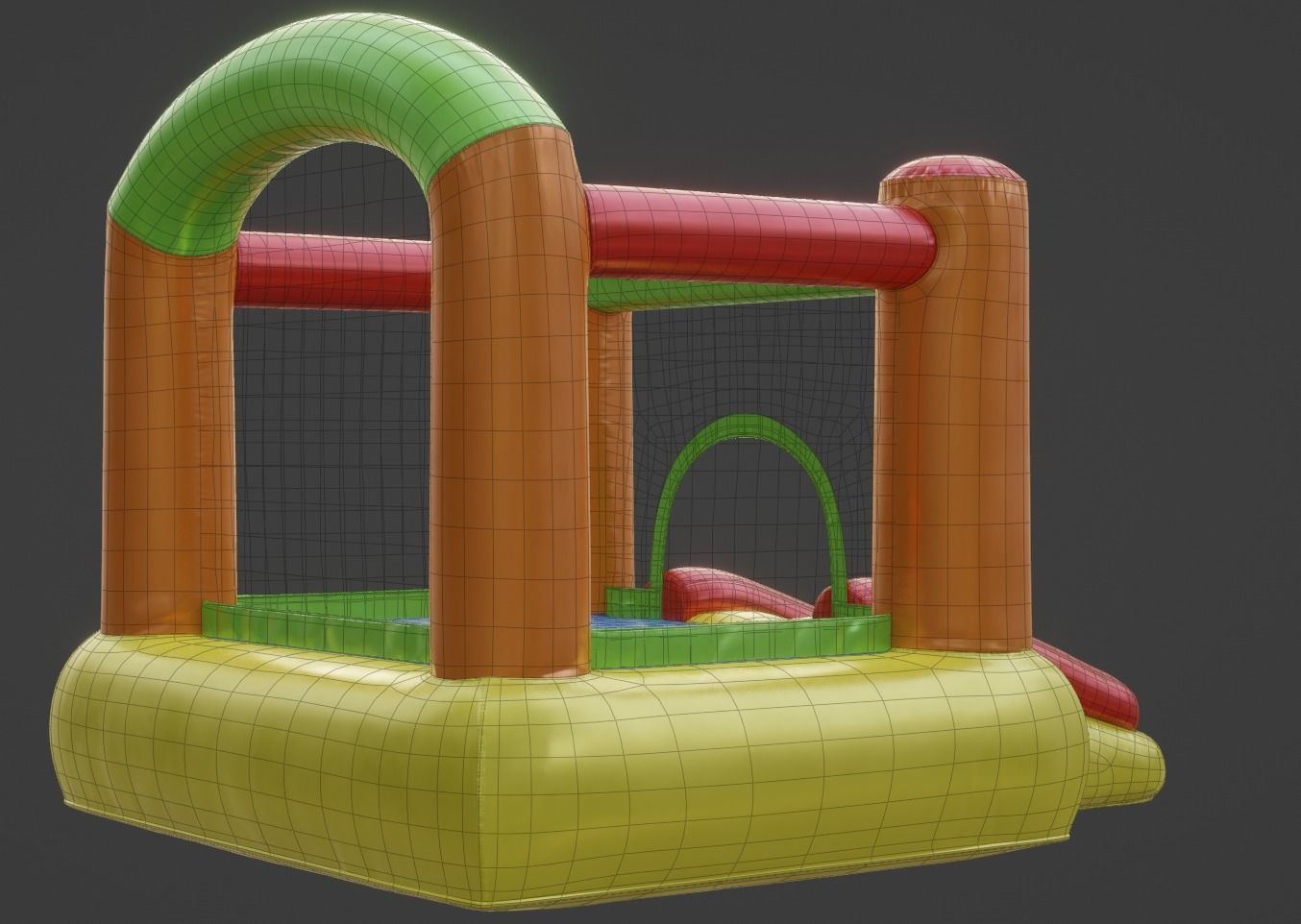 Inflated Party Tent Castle for Kids Low-poly 3D model_10