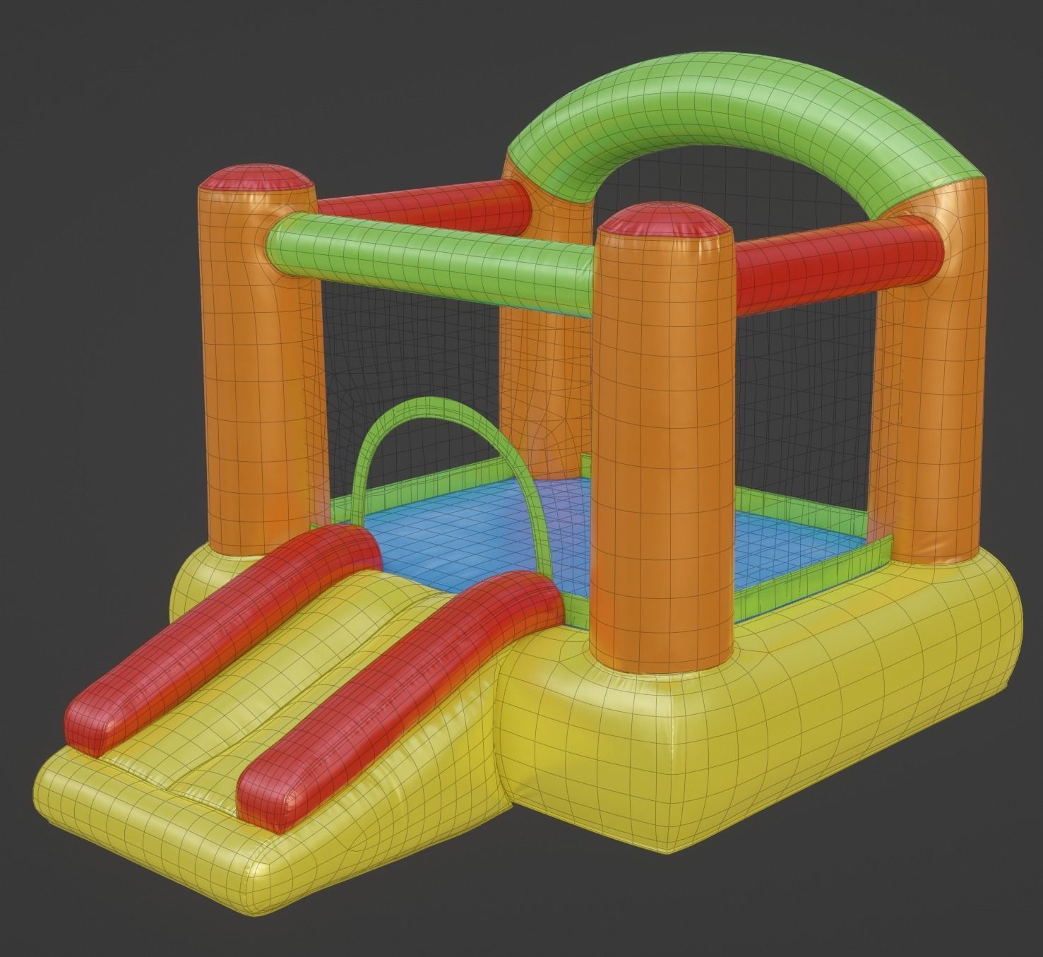 Inflated Party Tent Castle for Kids Low-poly 3D model_6