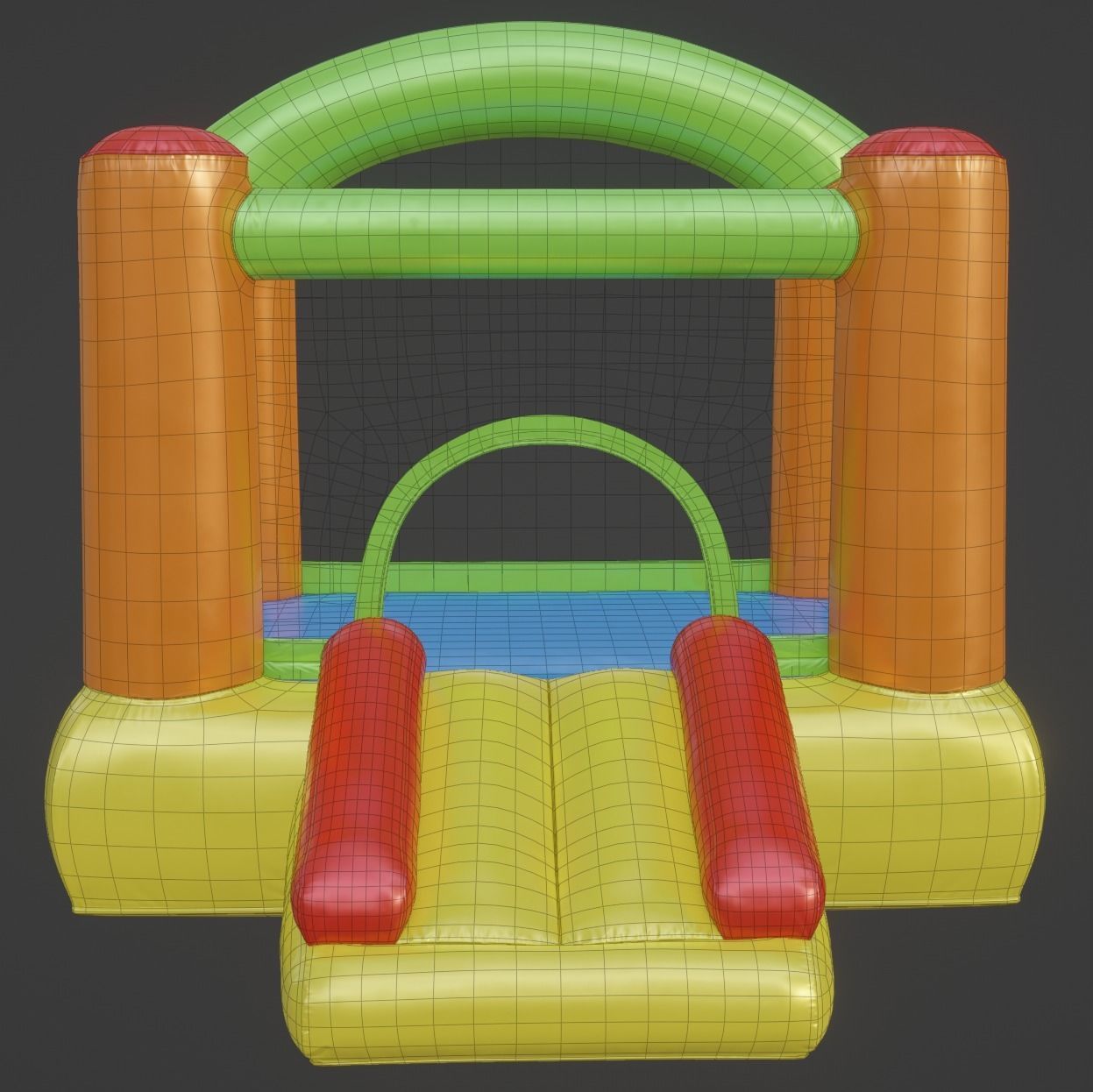 Inflated Party Tent Castle for Kids Low-poly 3D model_5