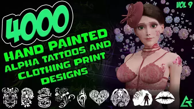 4000 Hand Painted Alpha Tattoos and Clothing Print Designs-Vol 9 Texture