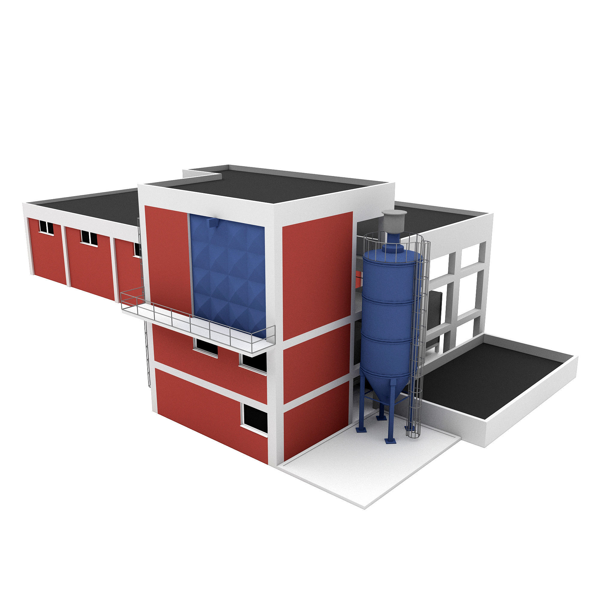old factory 3D model Low-poly 3D model_2