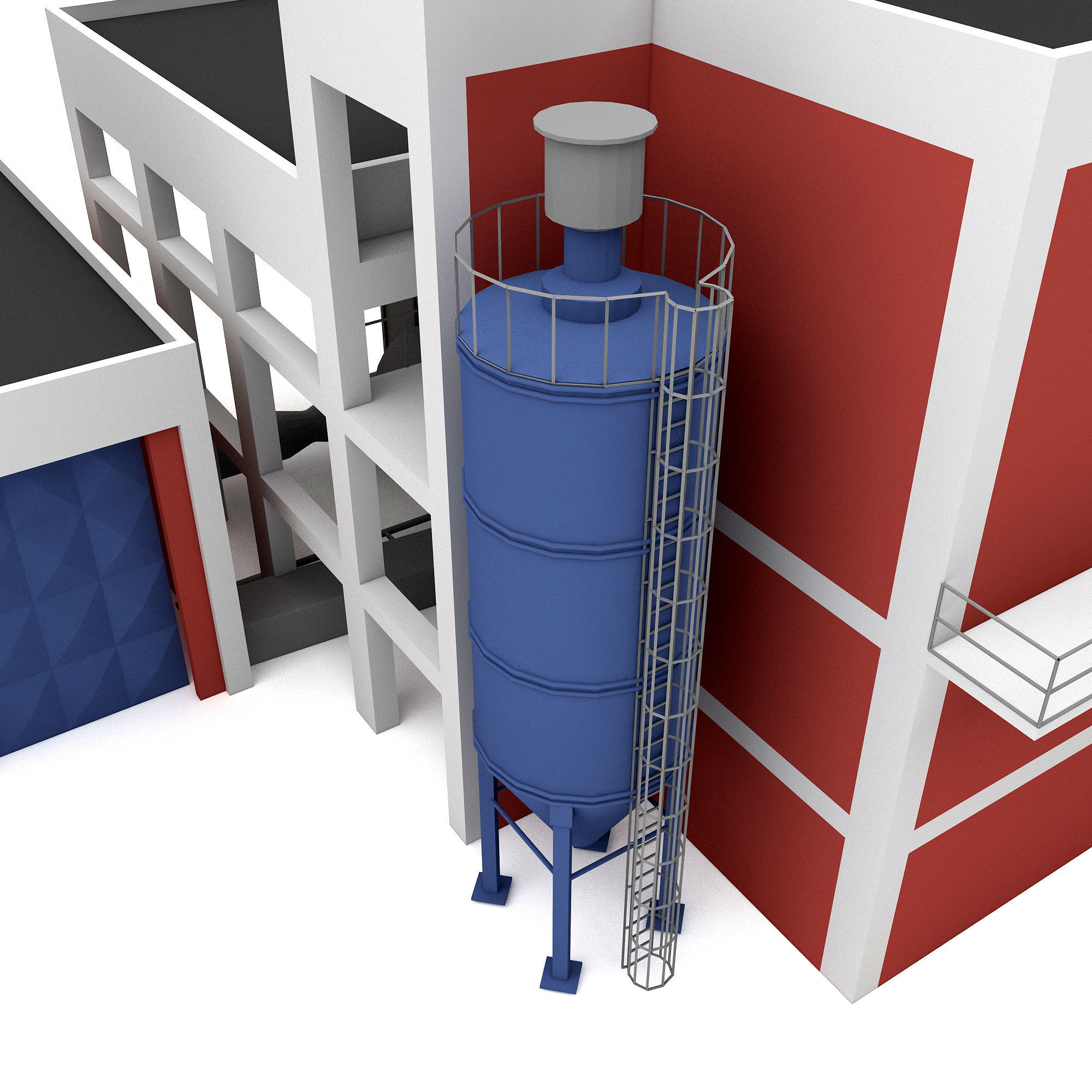 old factory 3D model Low-poly 3D model_1