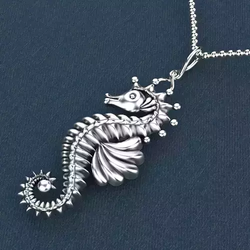 Sea Horse Pendant Marine Flora Fauna Jewelry  3D print model
