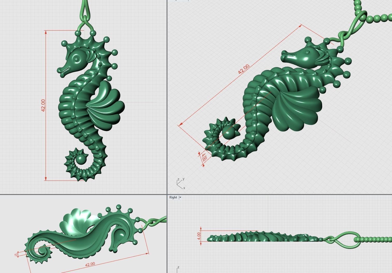 Sea Horse Pendant Marine Flora Fauna Jewelry  3D print model_5