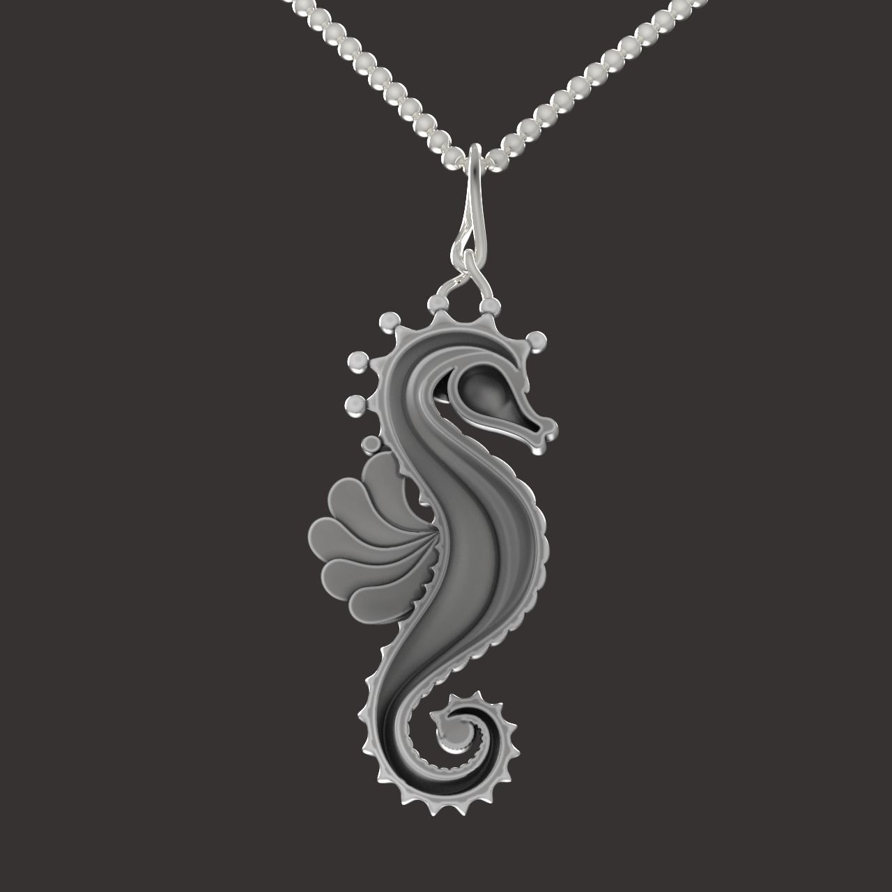 Sea Horse Pendant Marine Flora Fauna Jewelry  3D print model_11