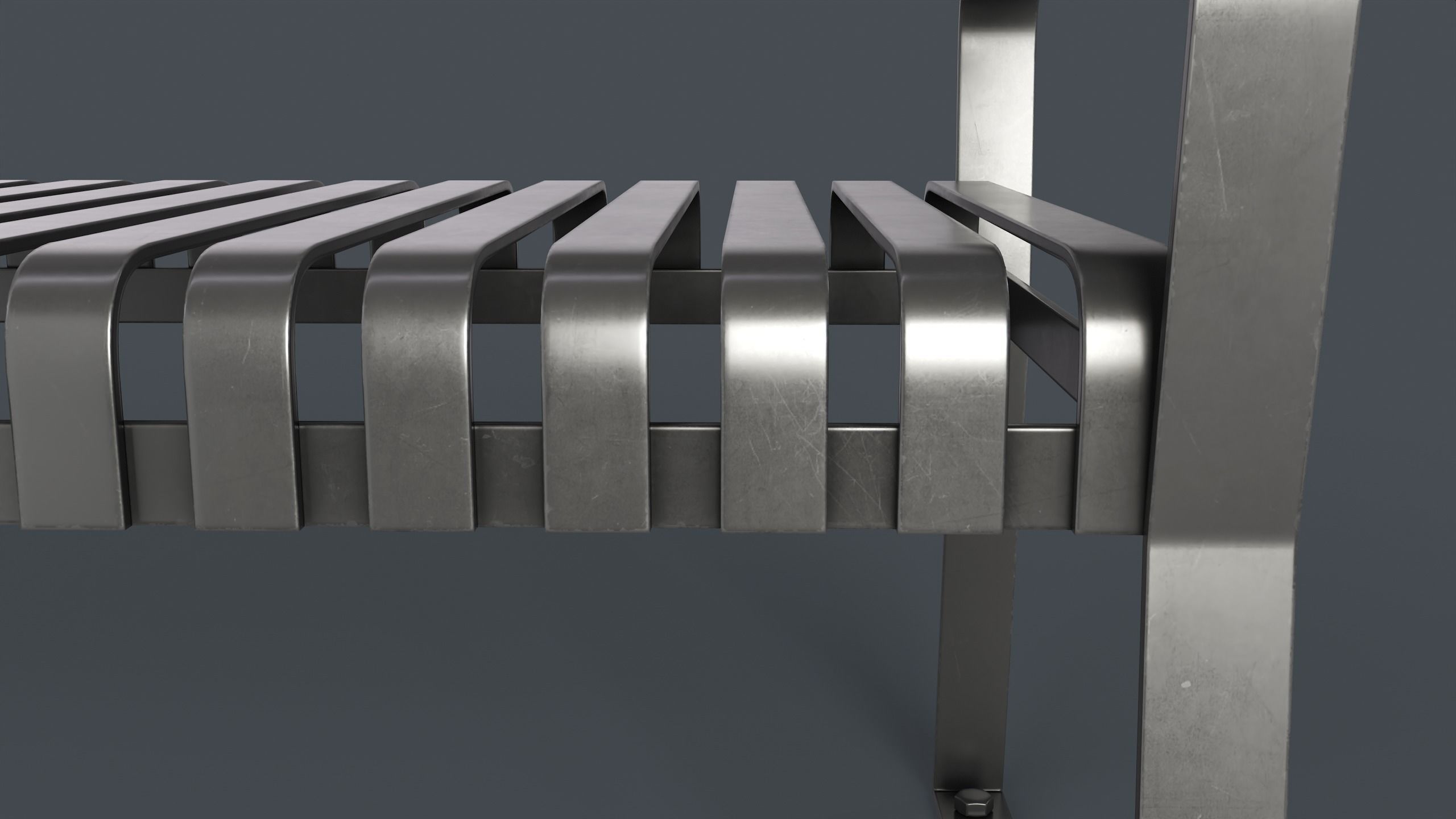 Metal Modern Bench 2 PBR Game Ready Low-poly 3D model_17