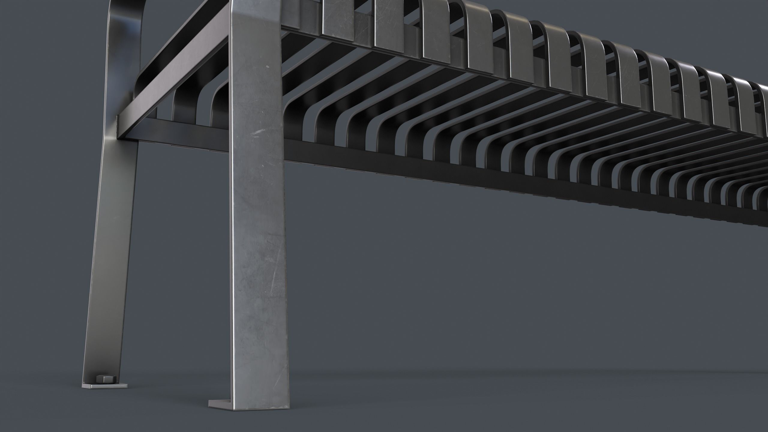 Metal Modern Bench 2 PBR Game Ready Low-poly 3D model_10
