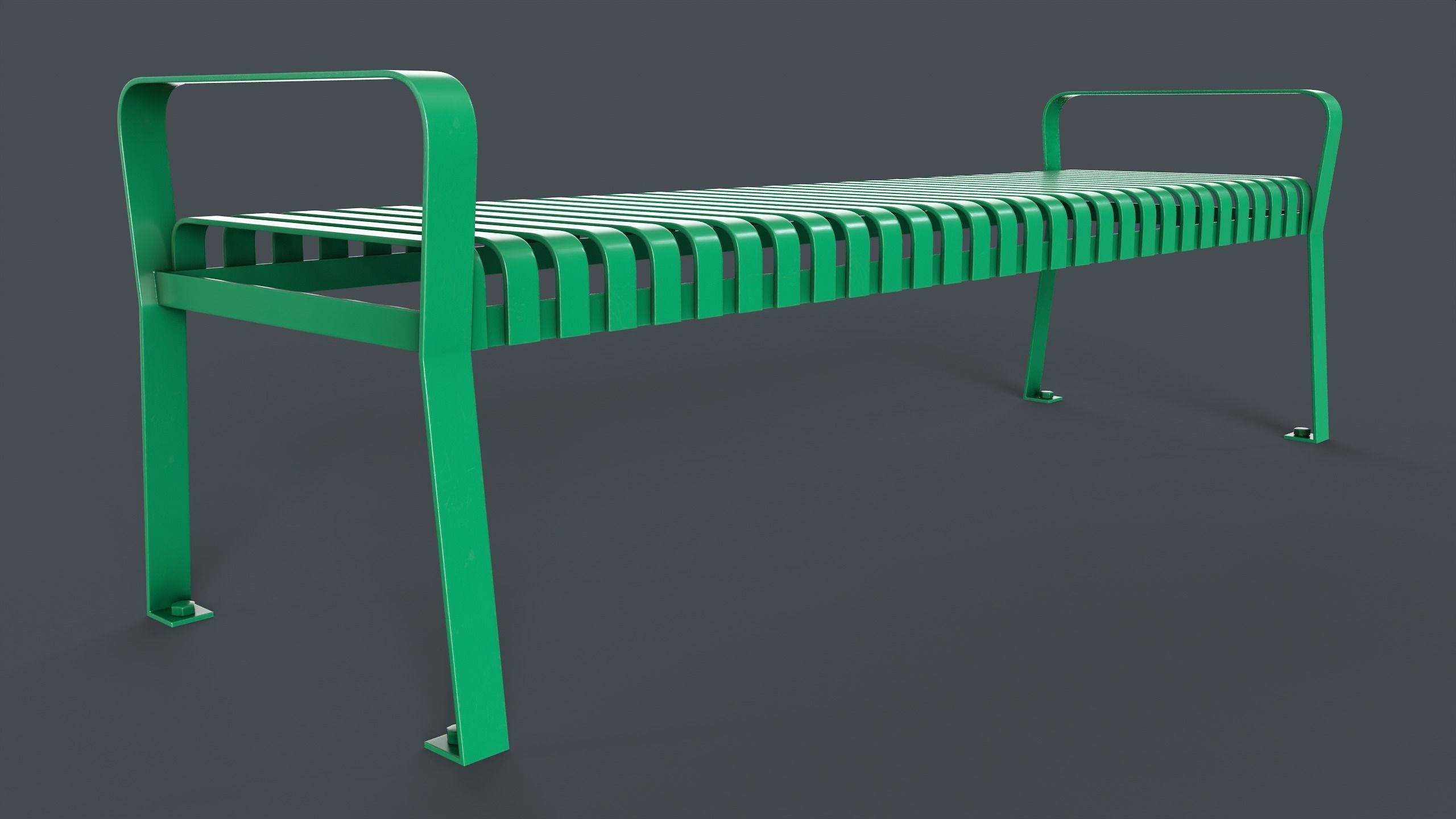 Metal Modern Bench 2 PBR Game Ready Low-poly 3D model_1