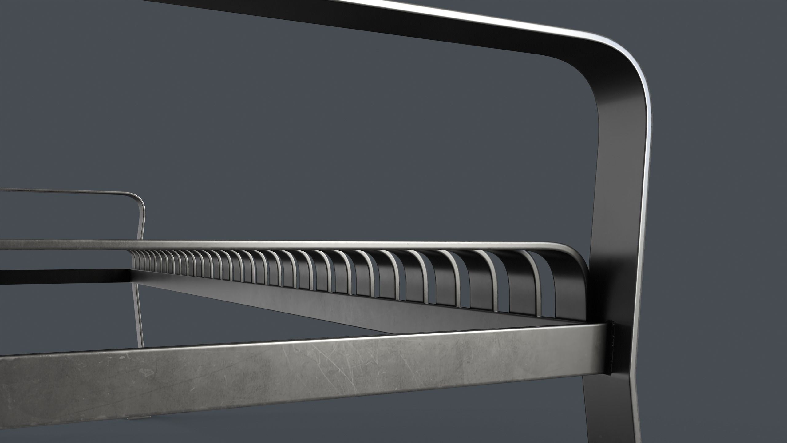 Metal Modern Bench 2 PBR Game Ready Low-poly 3D model_6