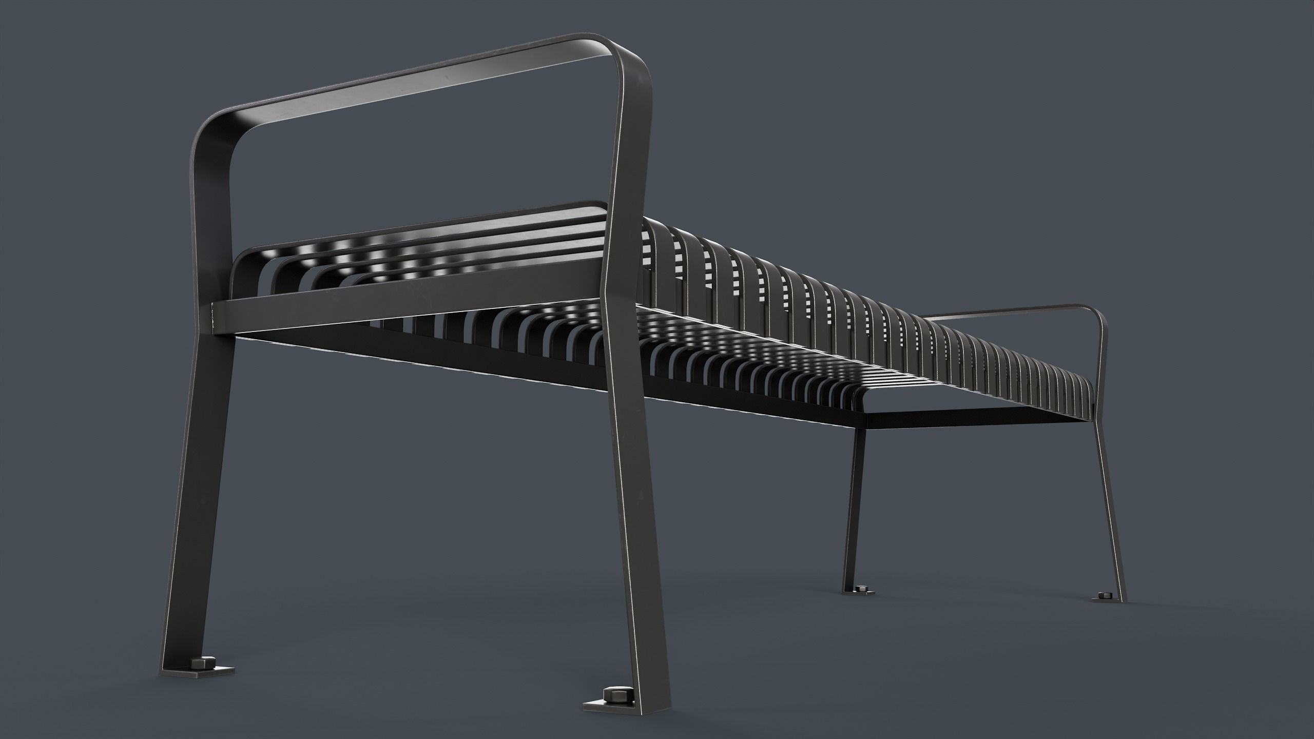 Metal Modern Bench 2 PBR Game Ready Low-poly 3D model_5