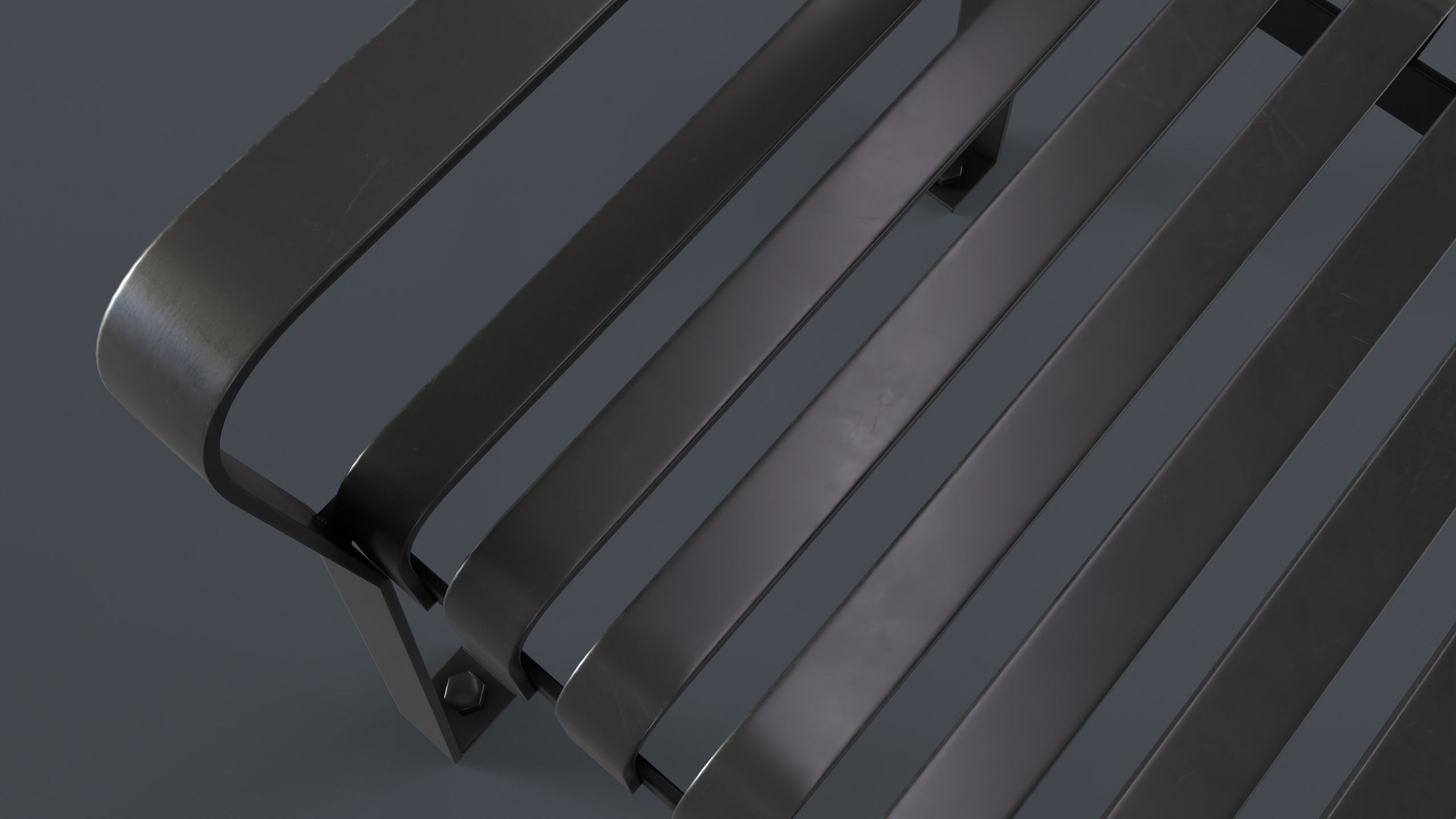 Metal Modern Bench 2 PBR Game Ready Low-poly 3D model_13