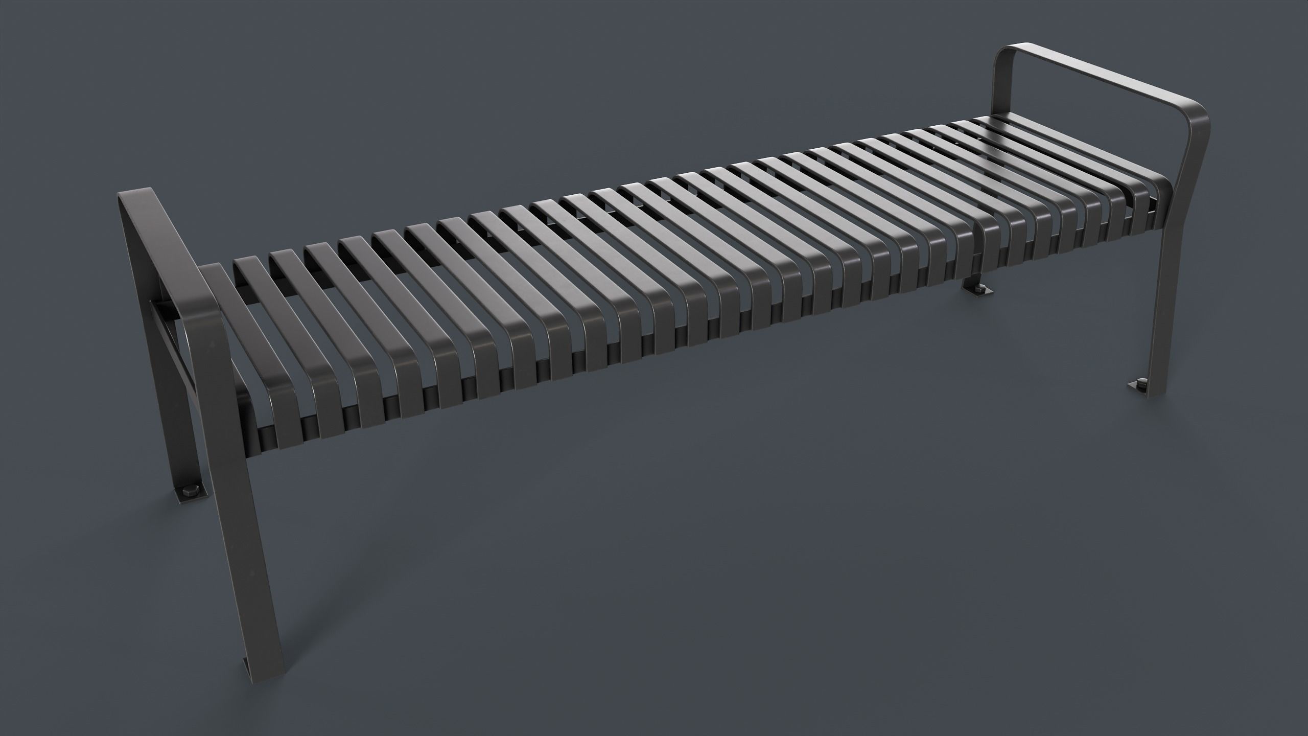 Metal Modern Bench 2 PBR Game Ready Low-poly 3D model_4