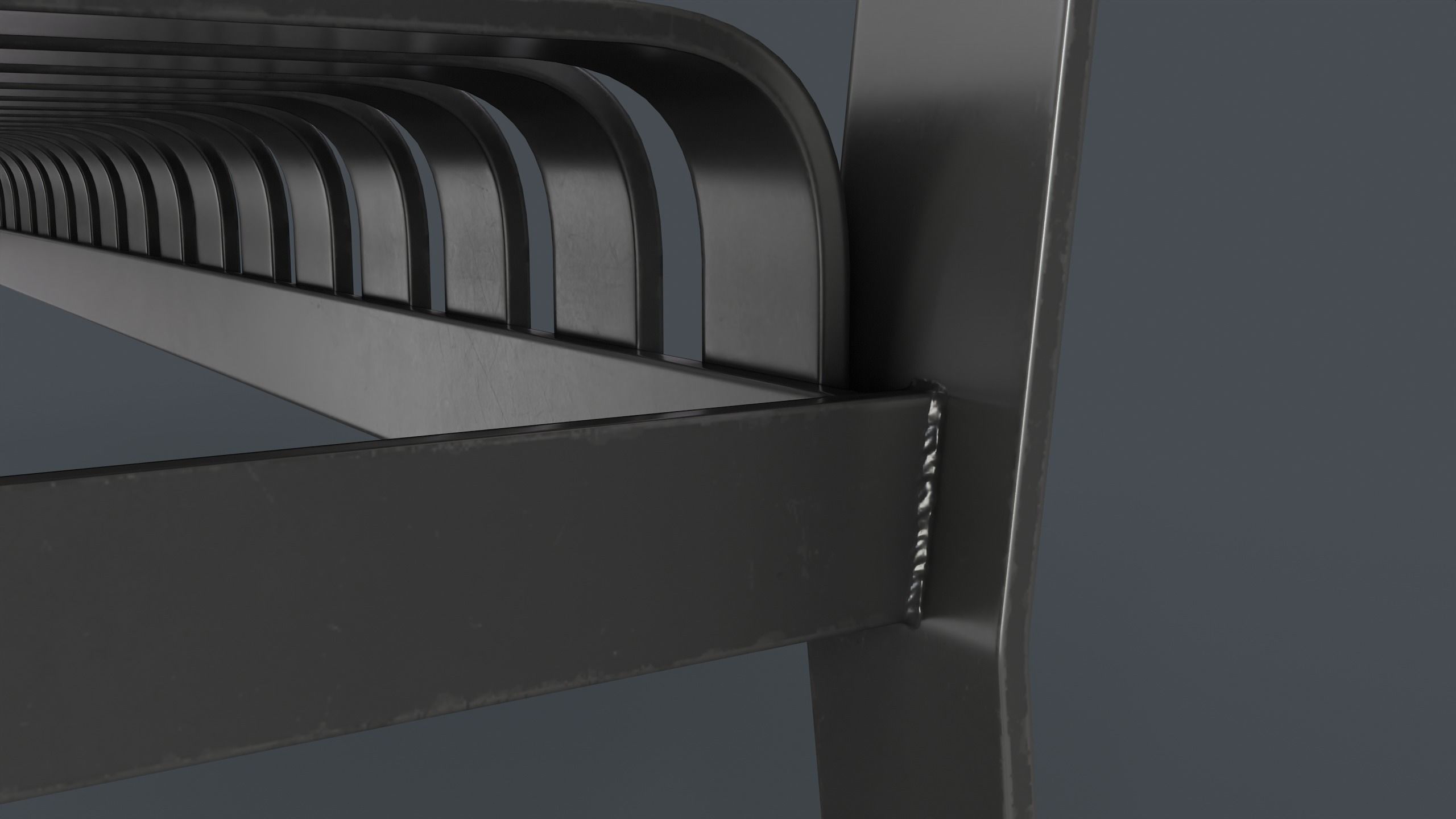 Metal Modern Bench 2 PBR Game Ready Low-poly 3D model_7