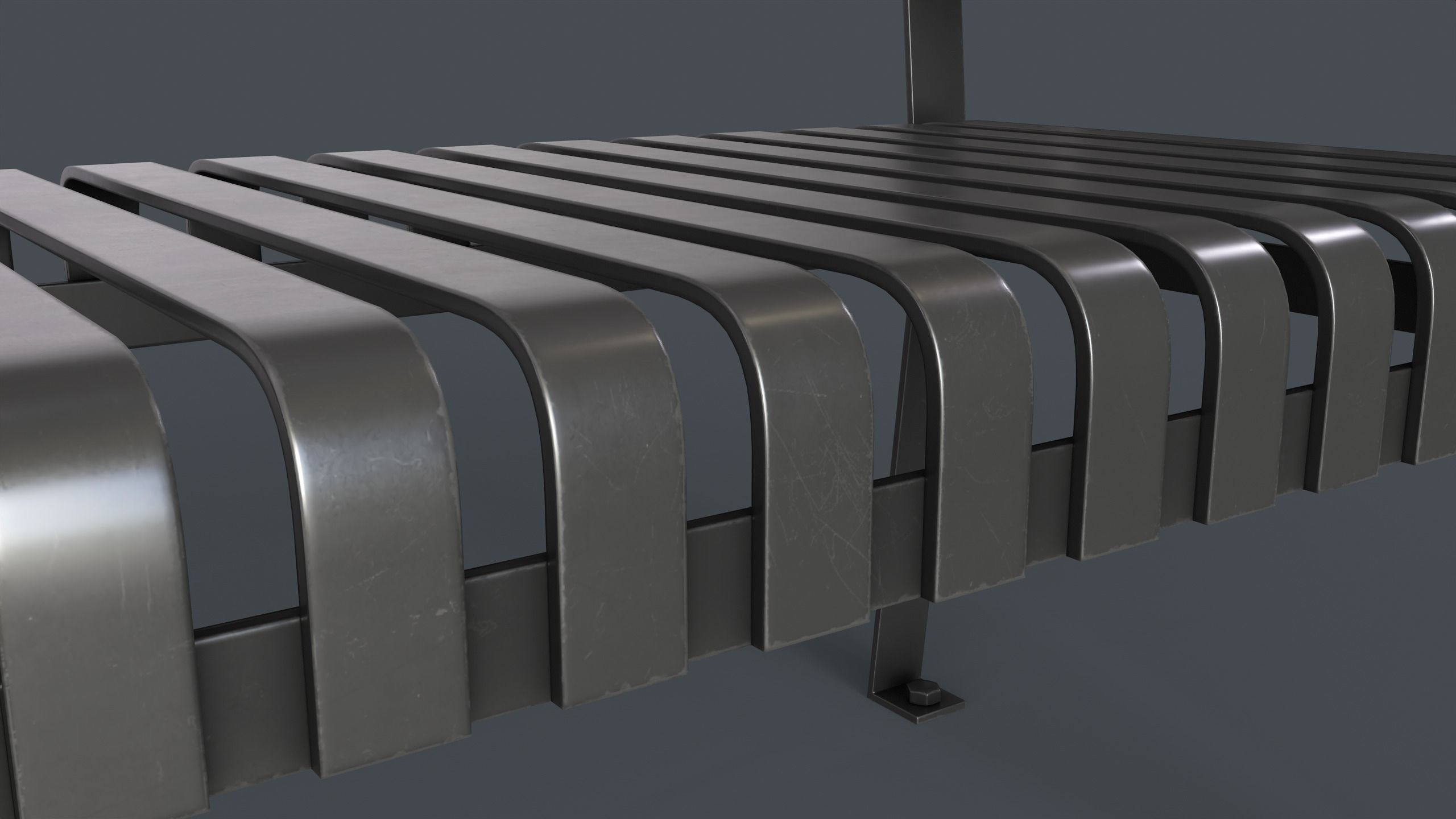 Metal Modern Bench 2 PBR Game Ready Low-poly 3D model_9