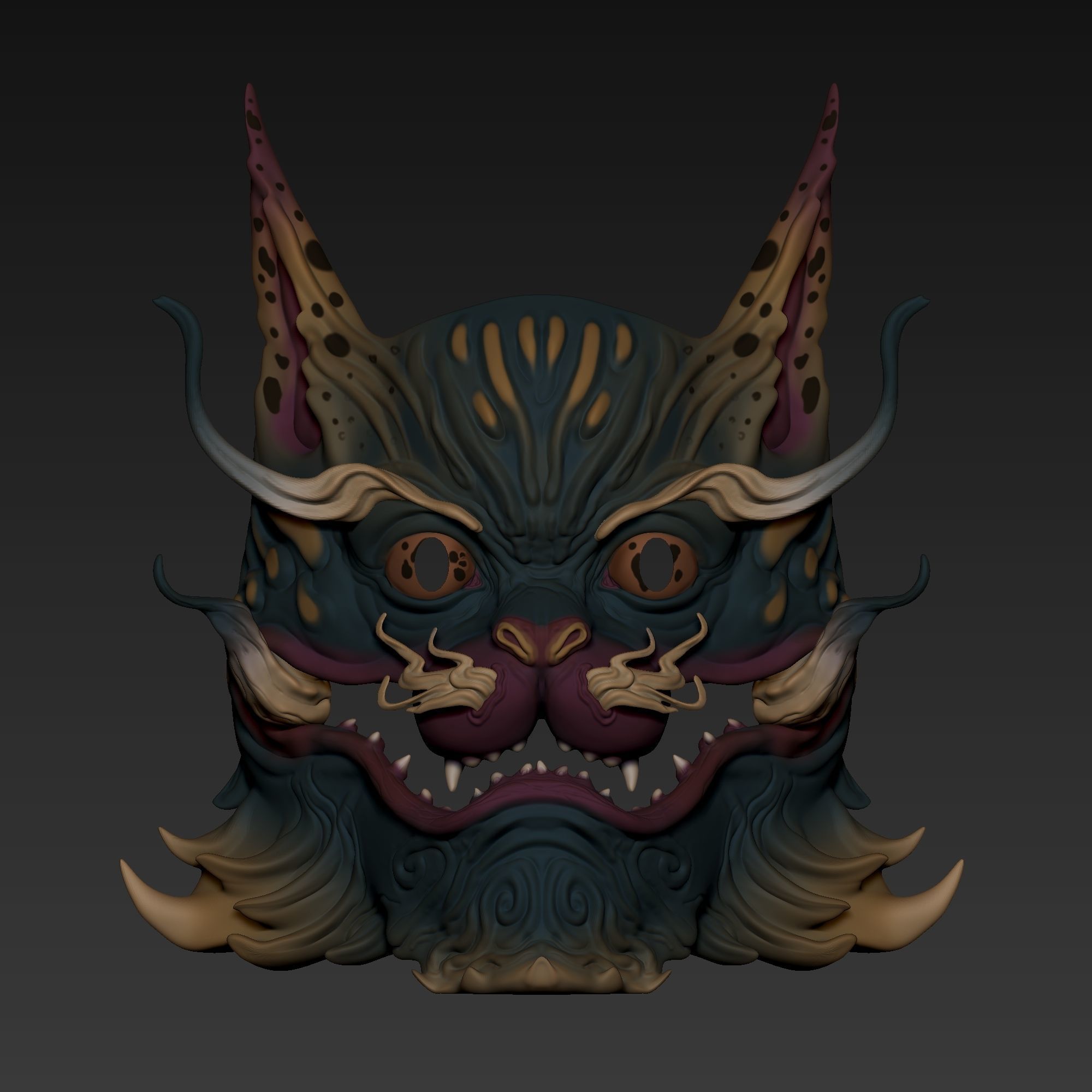 ANCIENT CAT DRAGON MASK 3D print model_1