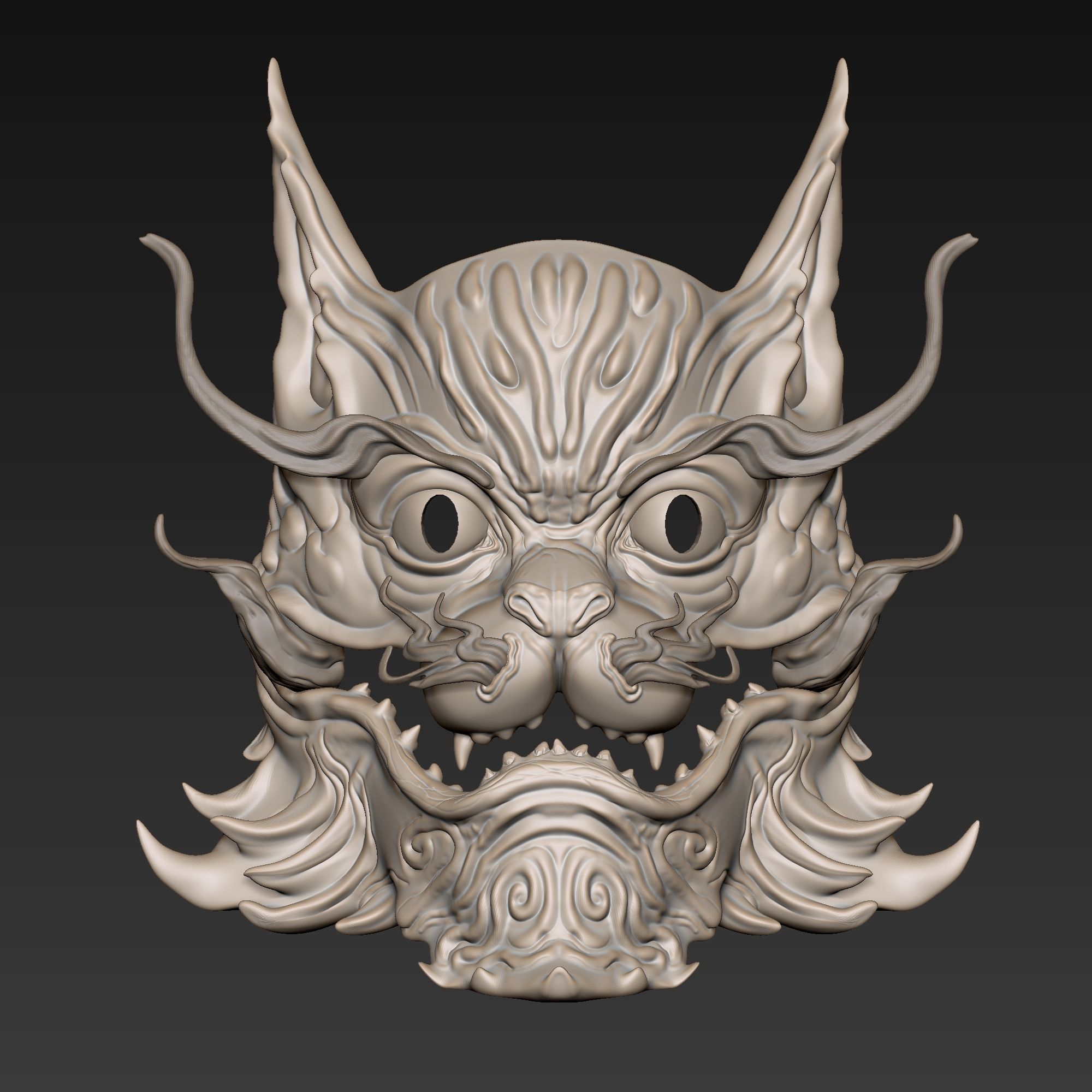 ANCIENT CAT DRAGON MASK 3D print model_2