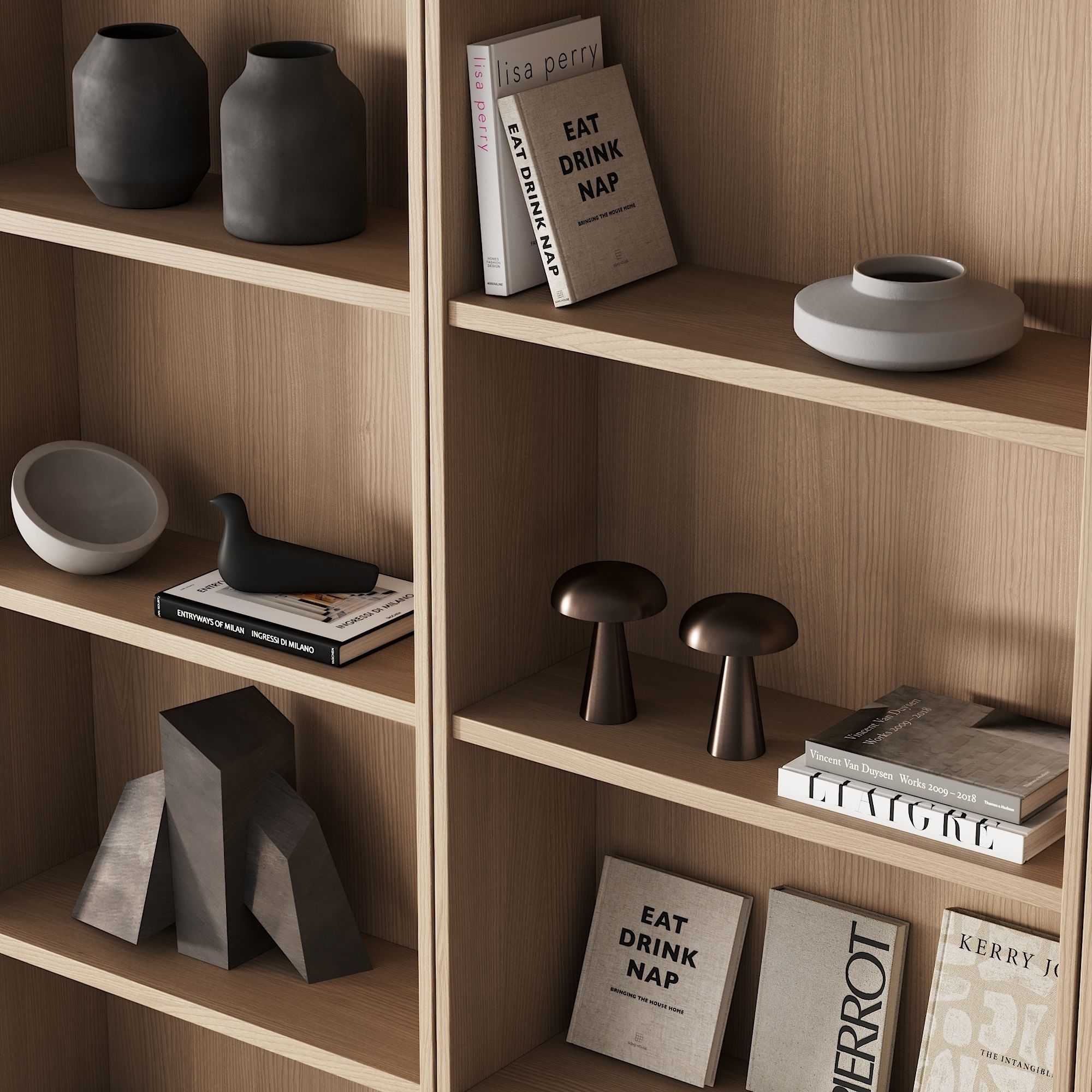 203 bookcase and rack 06 minimal wood with decor 01 3D model_5