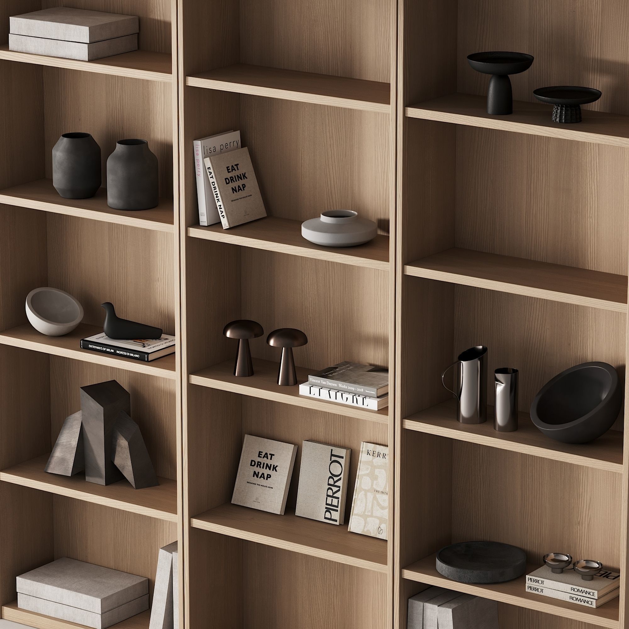 203 bookcase and rack 06 minimal wood with decor 01 3D model_4