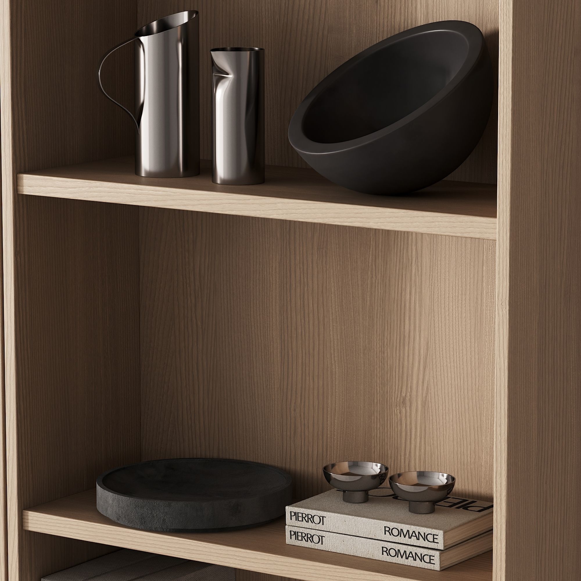 203 bookcase and rack 06 minimal wood with decor 01 3D model_6