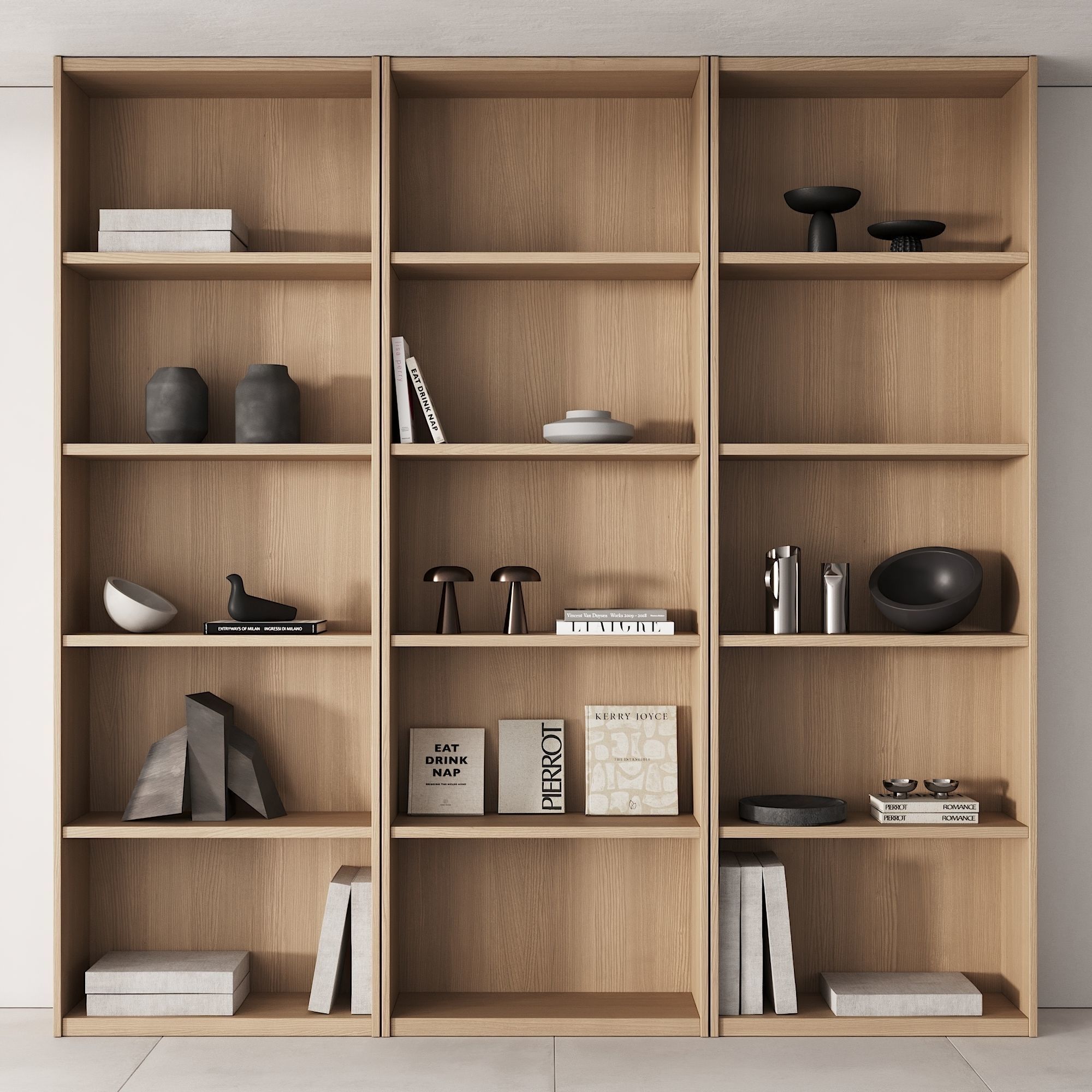 203 bookcase and rack 06 minimal wood with decor 01 3D model_2