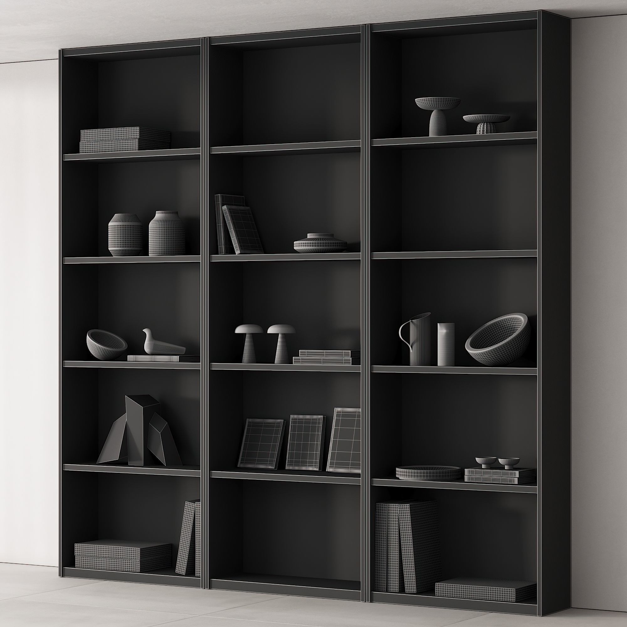 203 bookcase and rack 06 minimal wood with decor 01 3D model_7