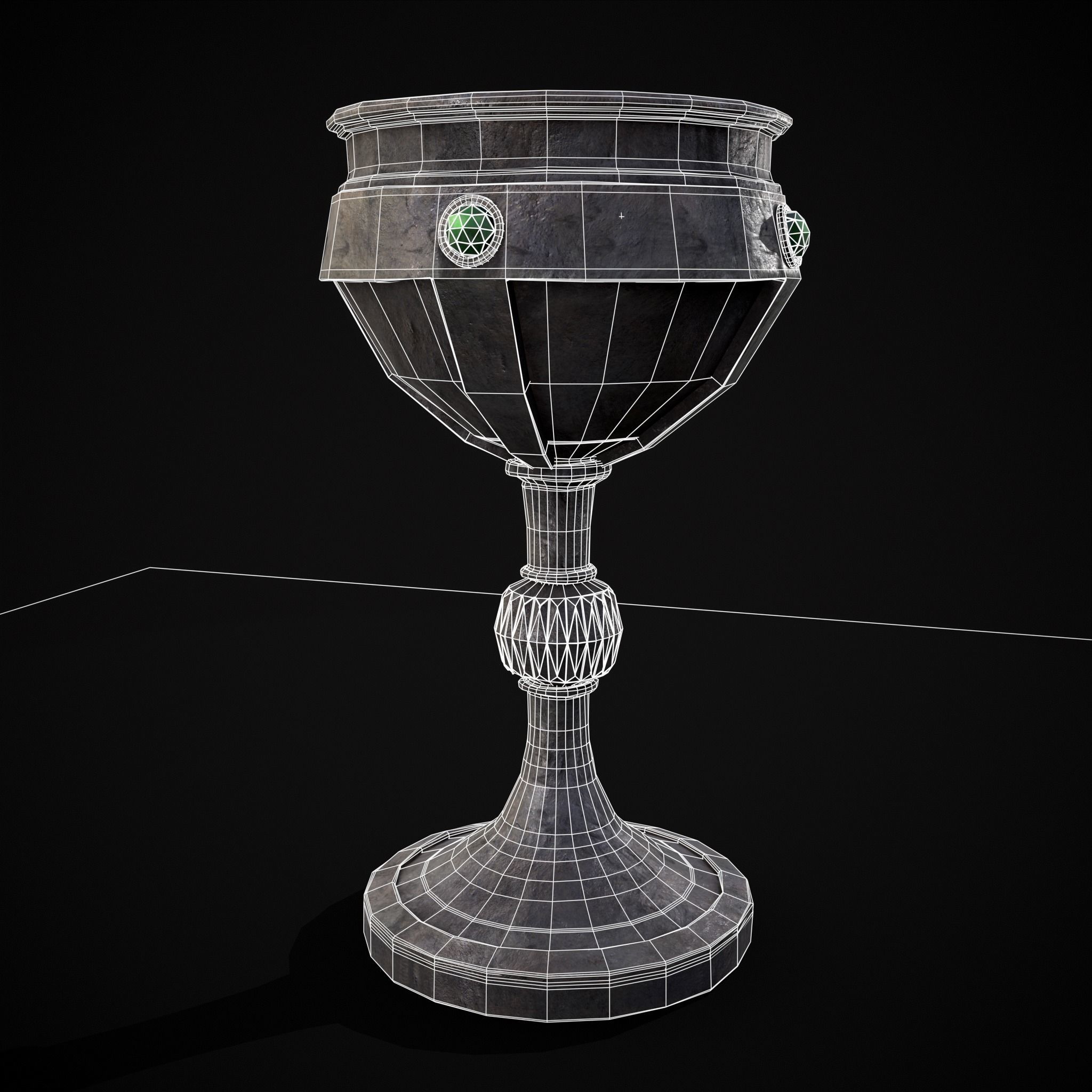 Medieval Iron Emerald Goblet Low-poly 3D model_20